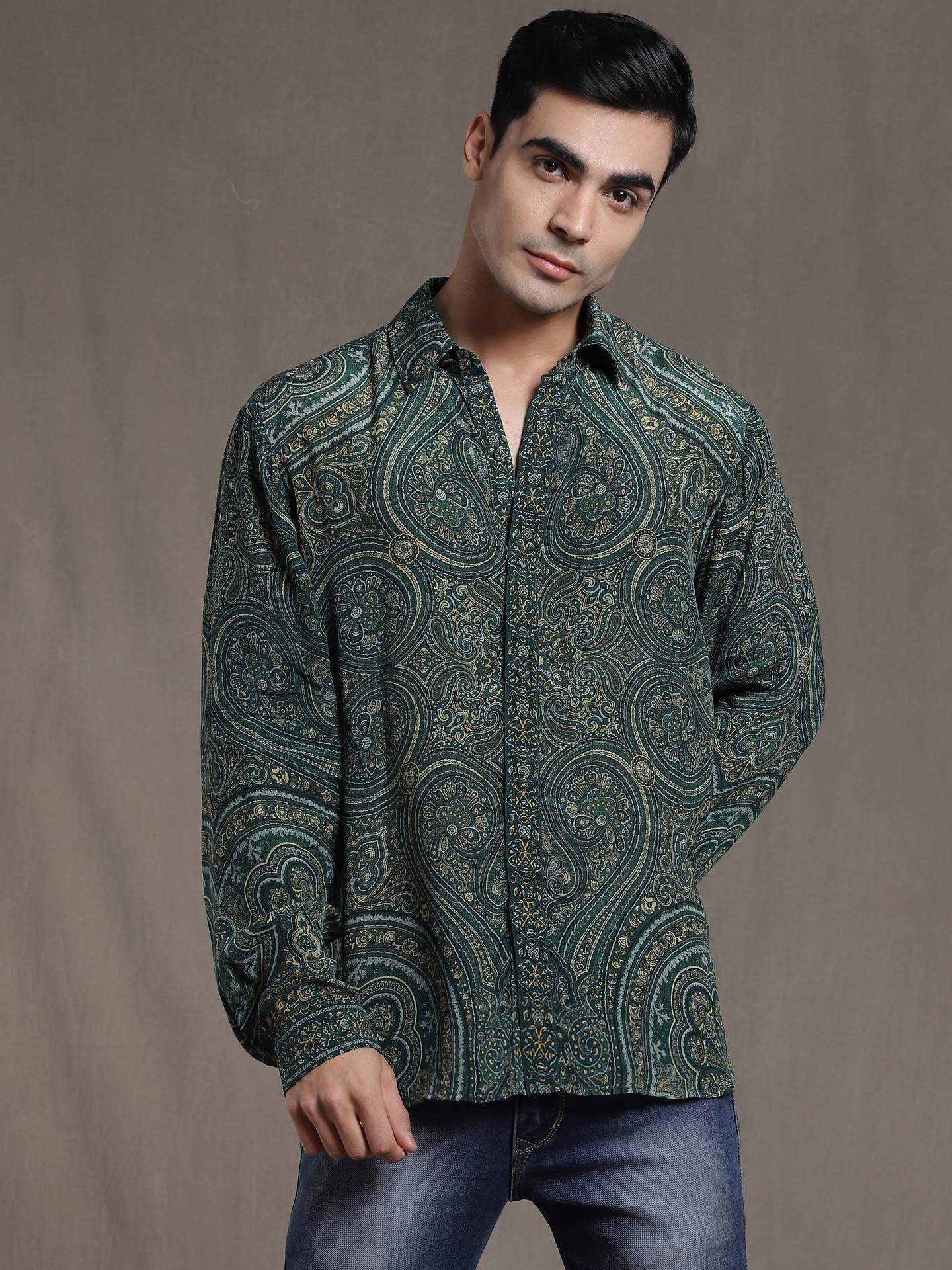 Green Saba Crepe Shirt