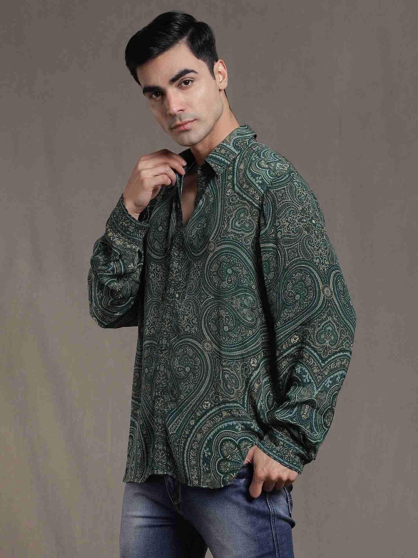 Green Saba Crepe Shirt