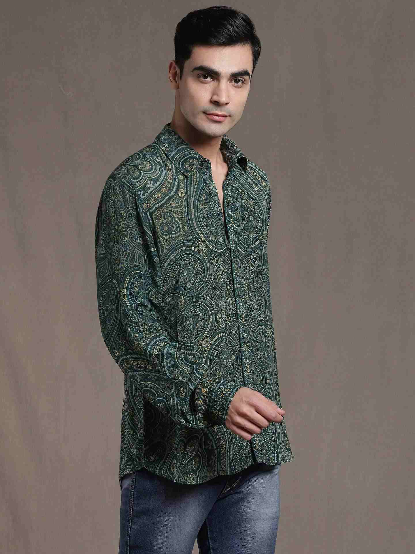 Green Saba Crepe Shirt