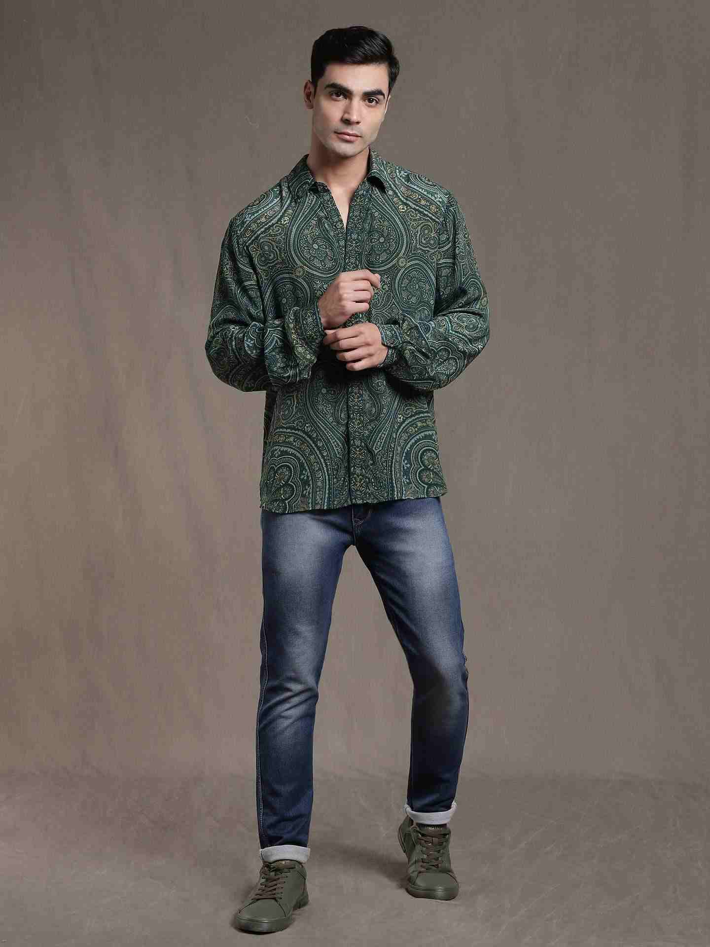 Green Saba Crepe Shirt