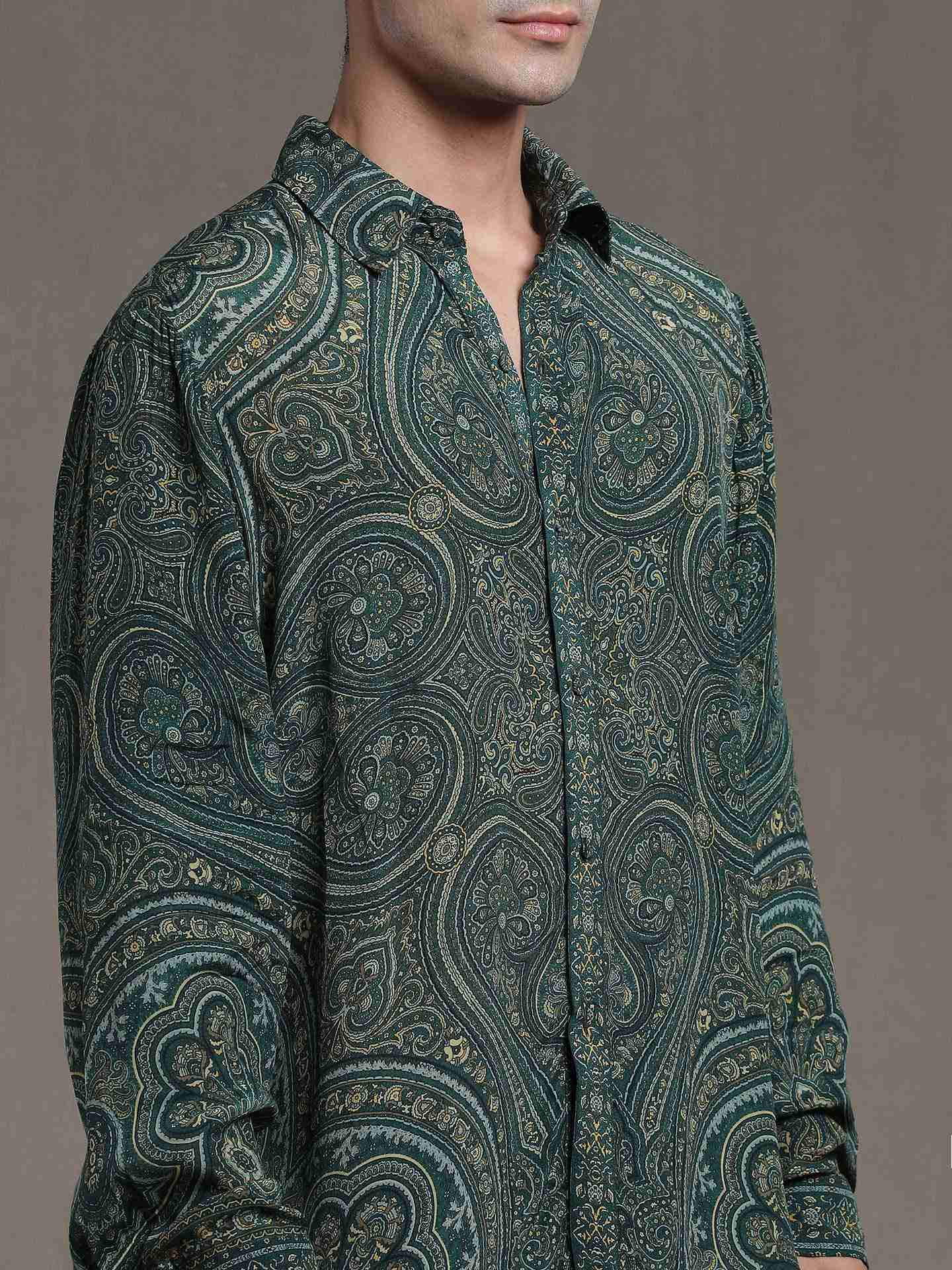 Green Saba Crepe Shirt