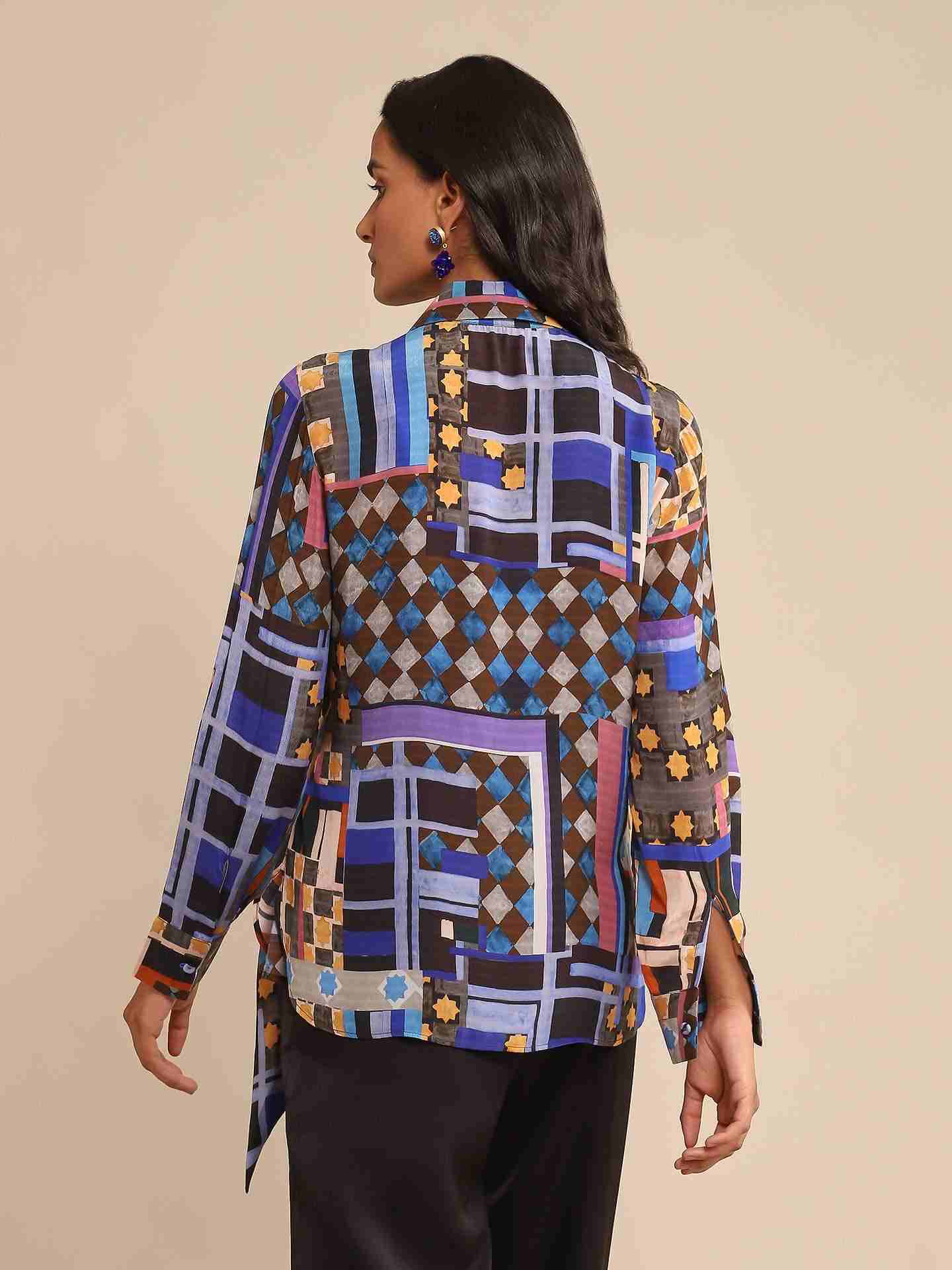 Blue Zelig Crepe Shirt