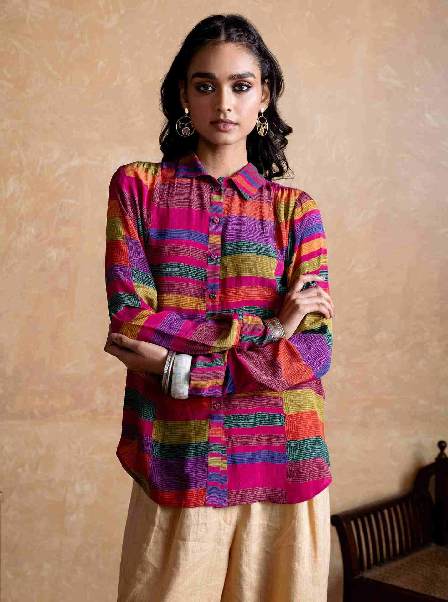 Pink Bauhaus Print Shirt