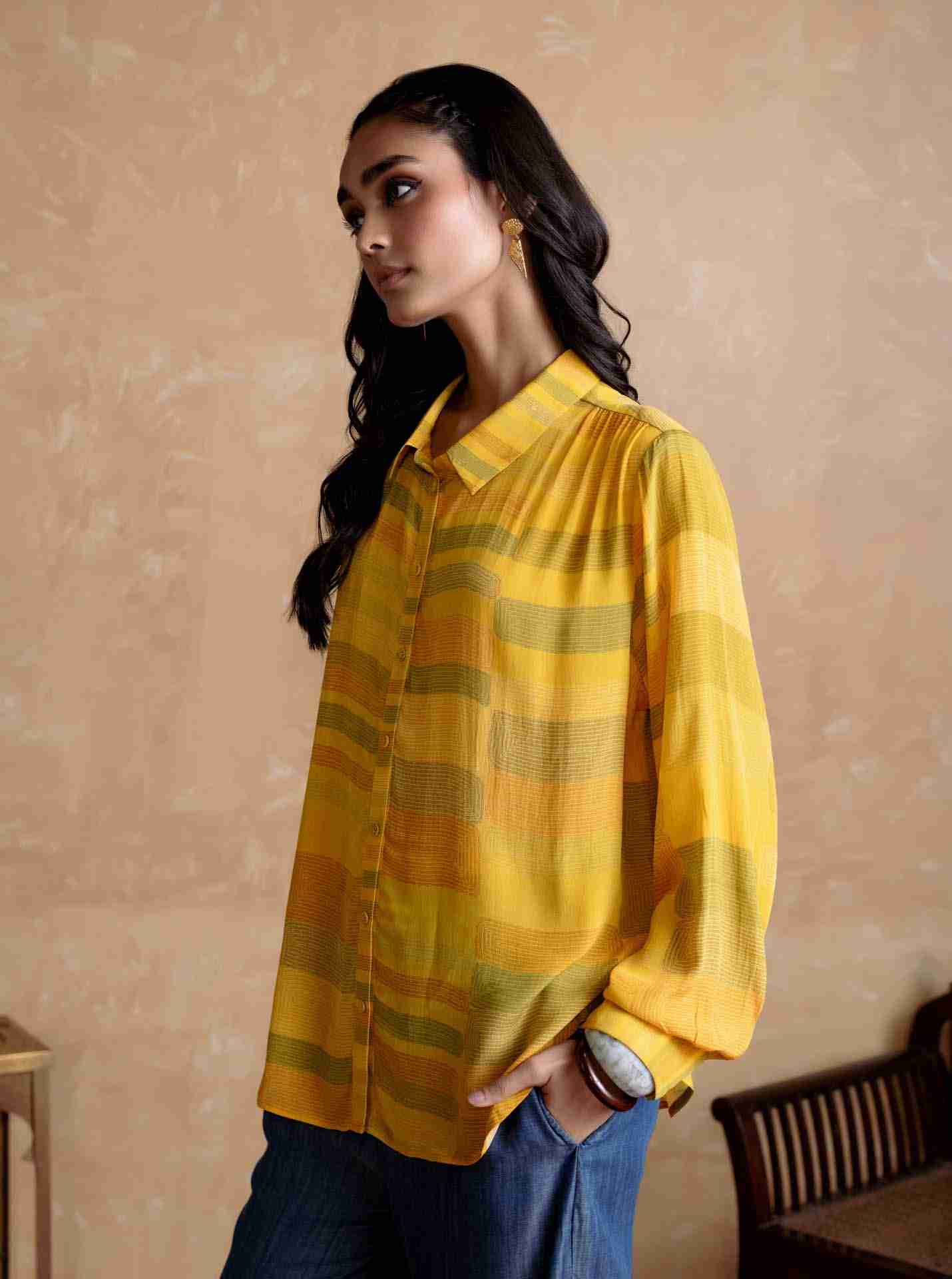 Yellow Bauhaus Print Shirt