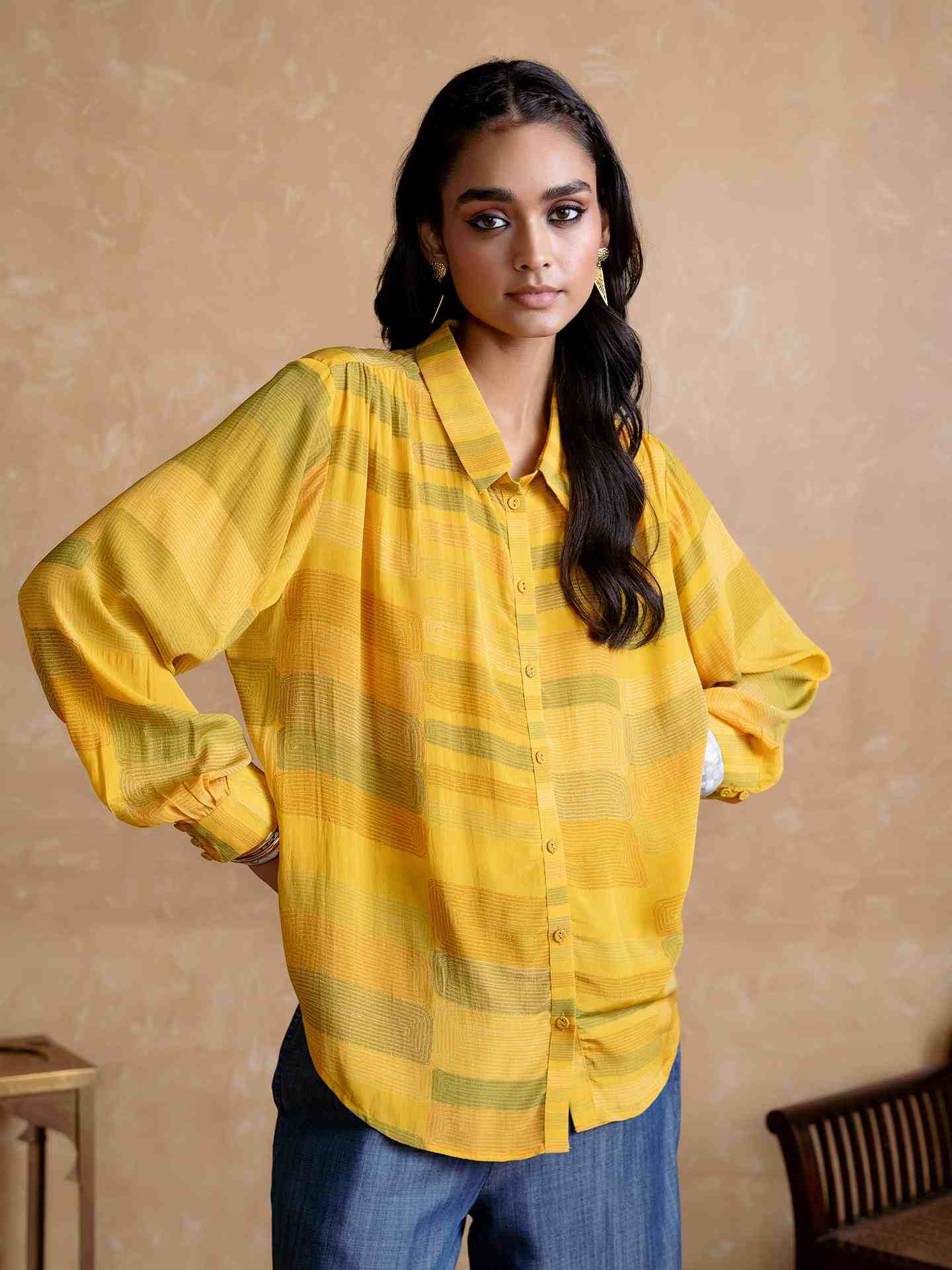 Yellow Bauhaus Print Shirt