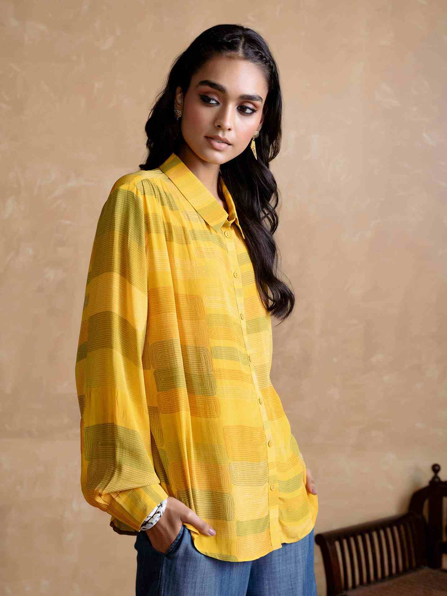 Yellow Bauhaus Print Shirt