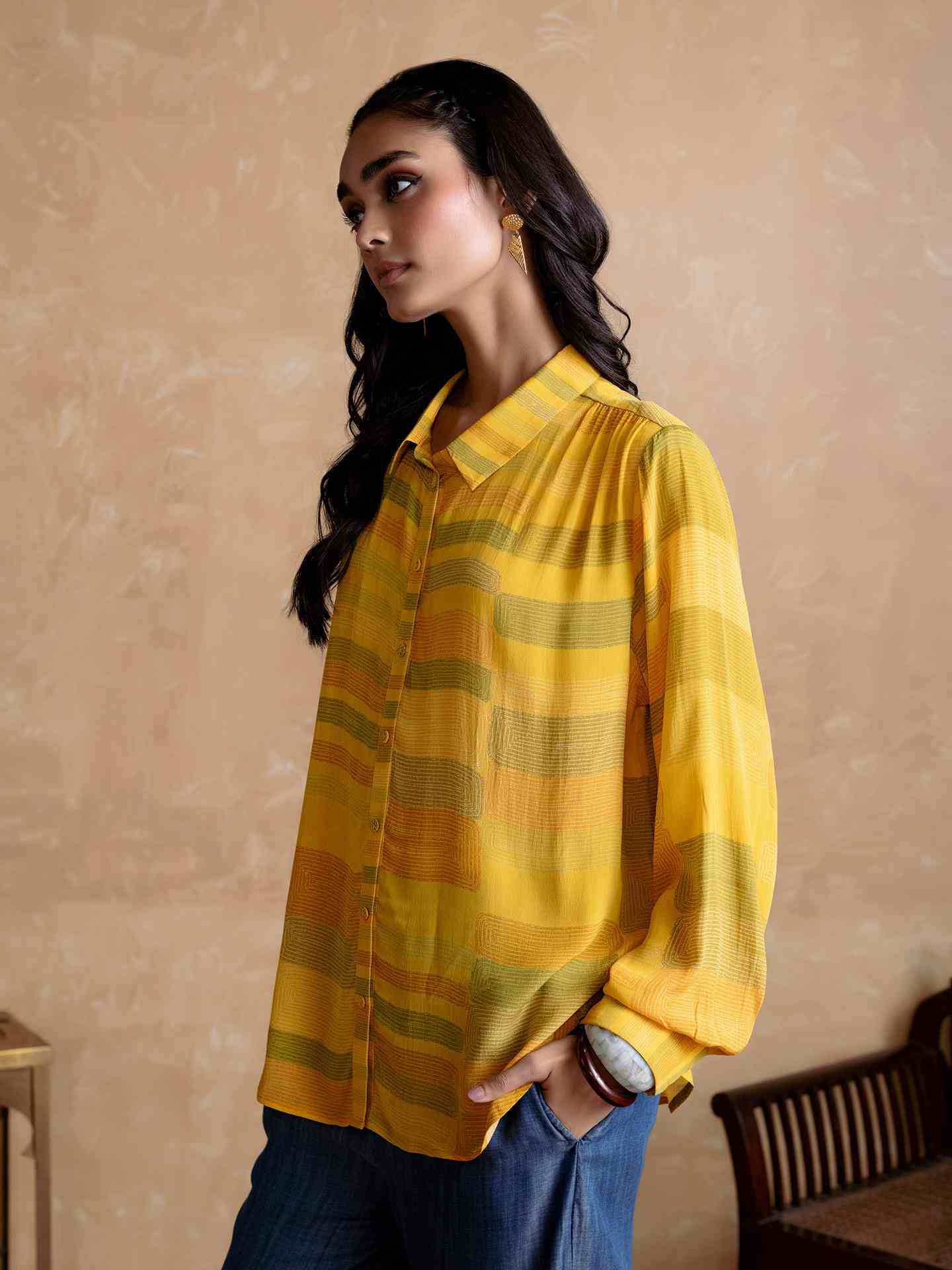 Yellow Bauhaus Print Shirt