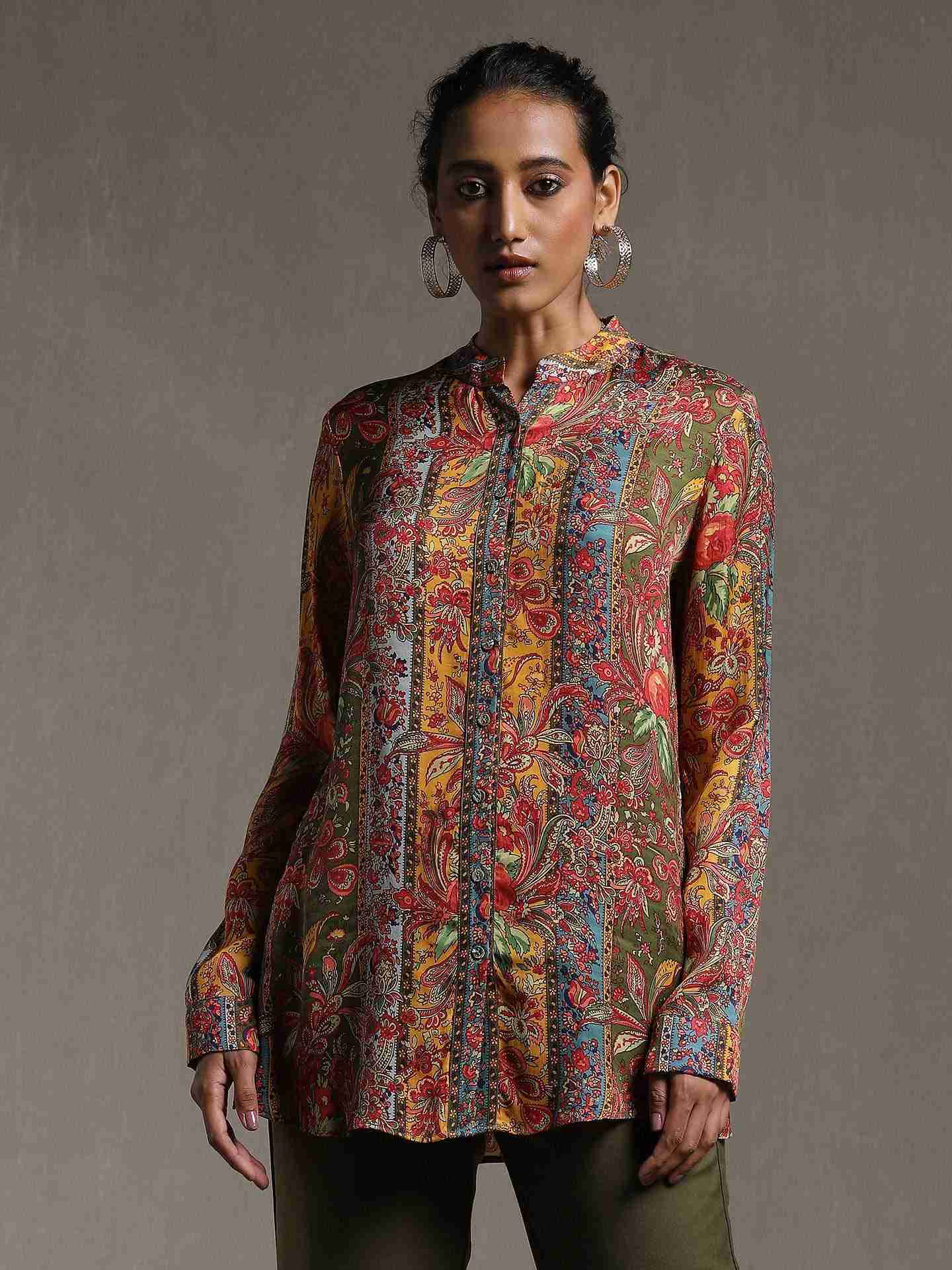 Multi-Color Babushka Stripes Kurti