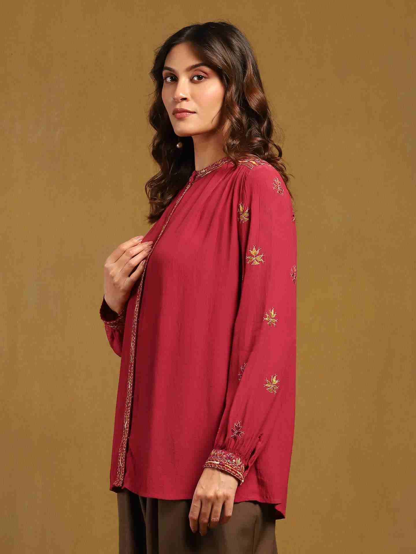 Red Sophie Solid Shirt