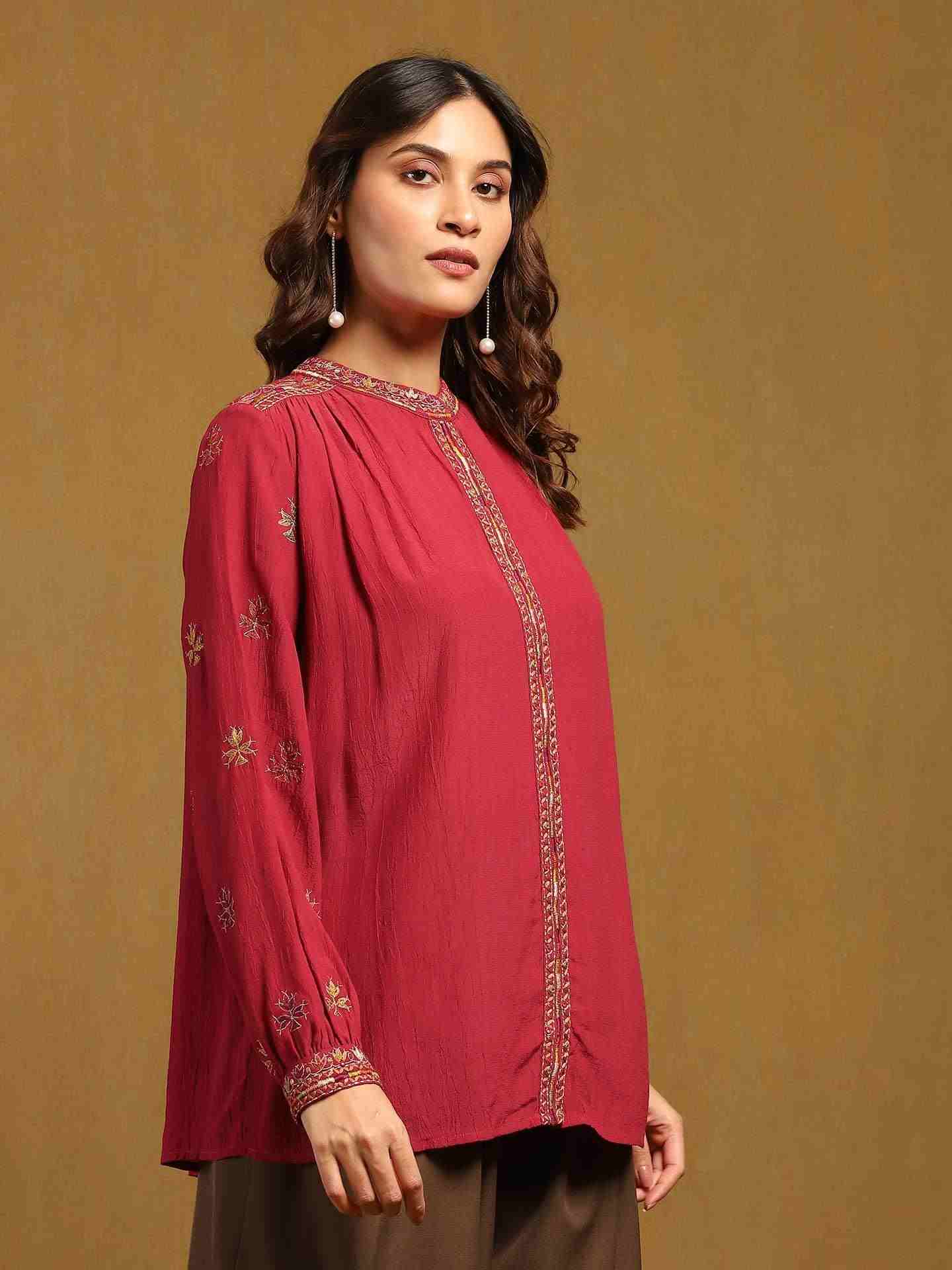 Red Sophie Solid Shirt