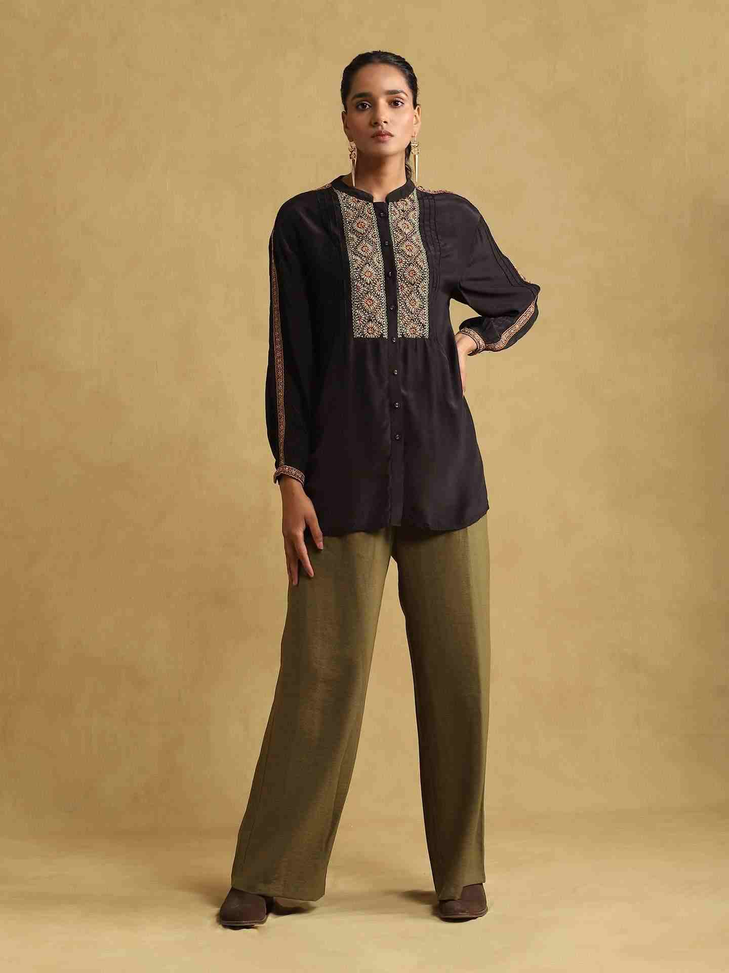 Black Zora Crepe Shirt