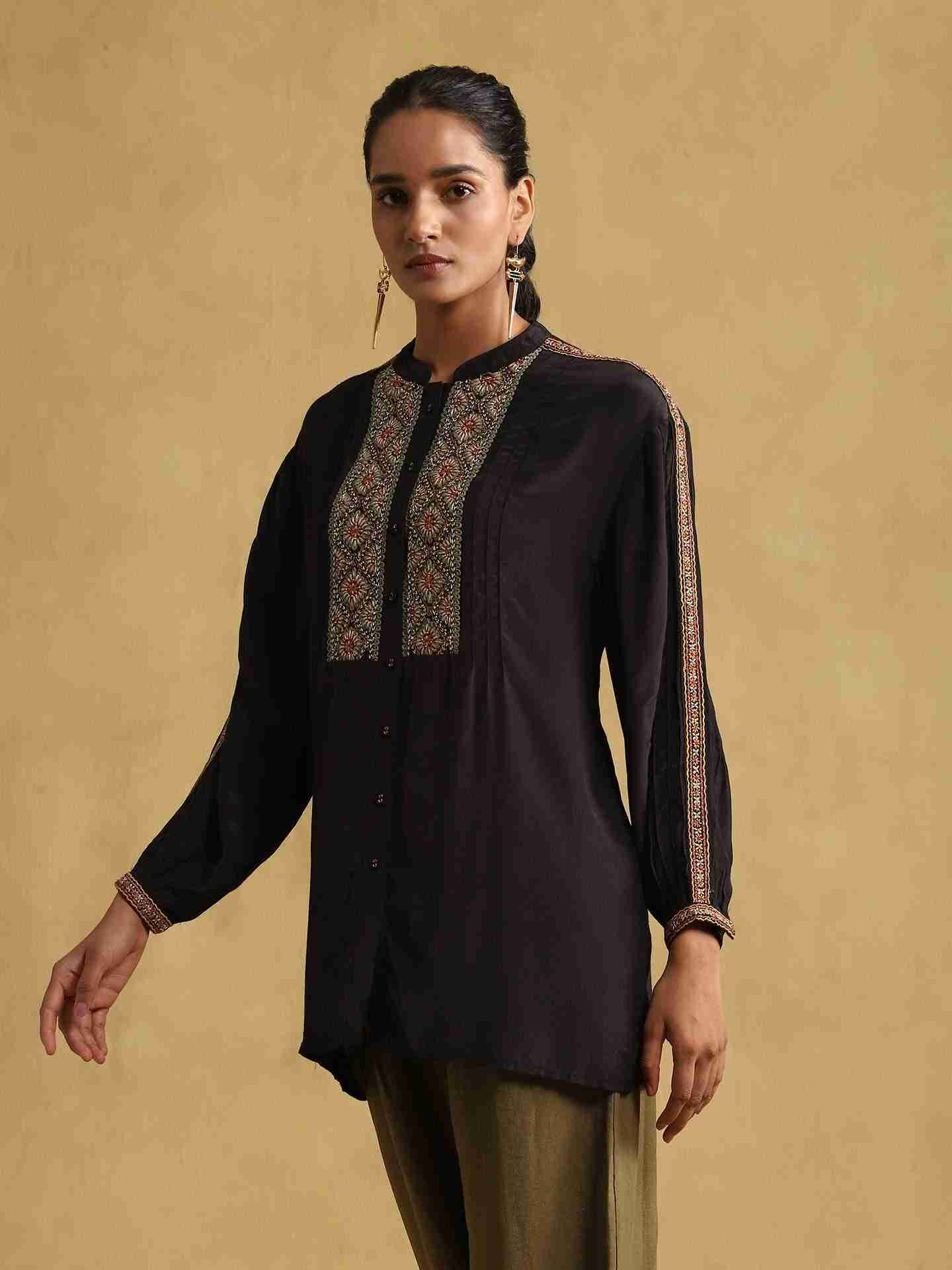 Black Zora Crepe Shirt