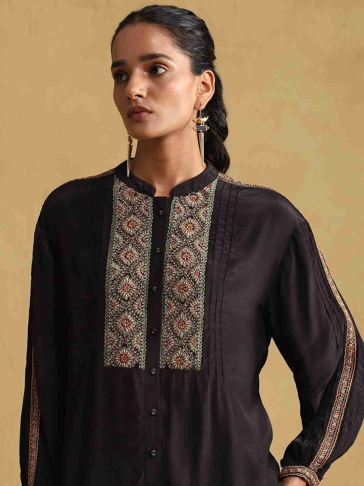 Black Zora Crepe Shirt