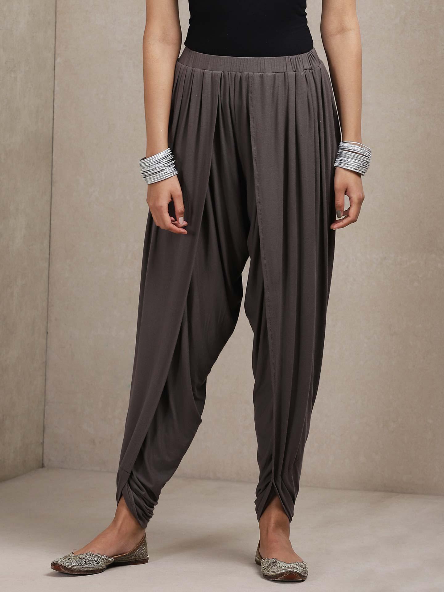Grey Solid Dhoti Pants
