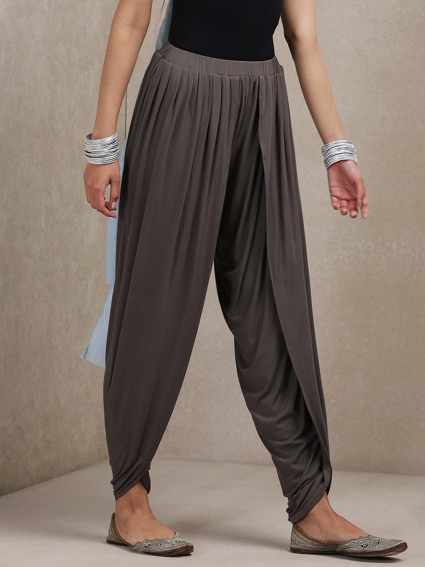 Grey Solid Dhoti Pants