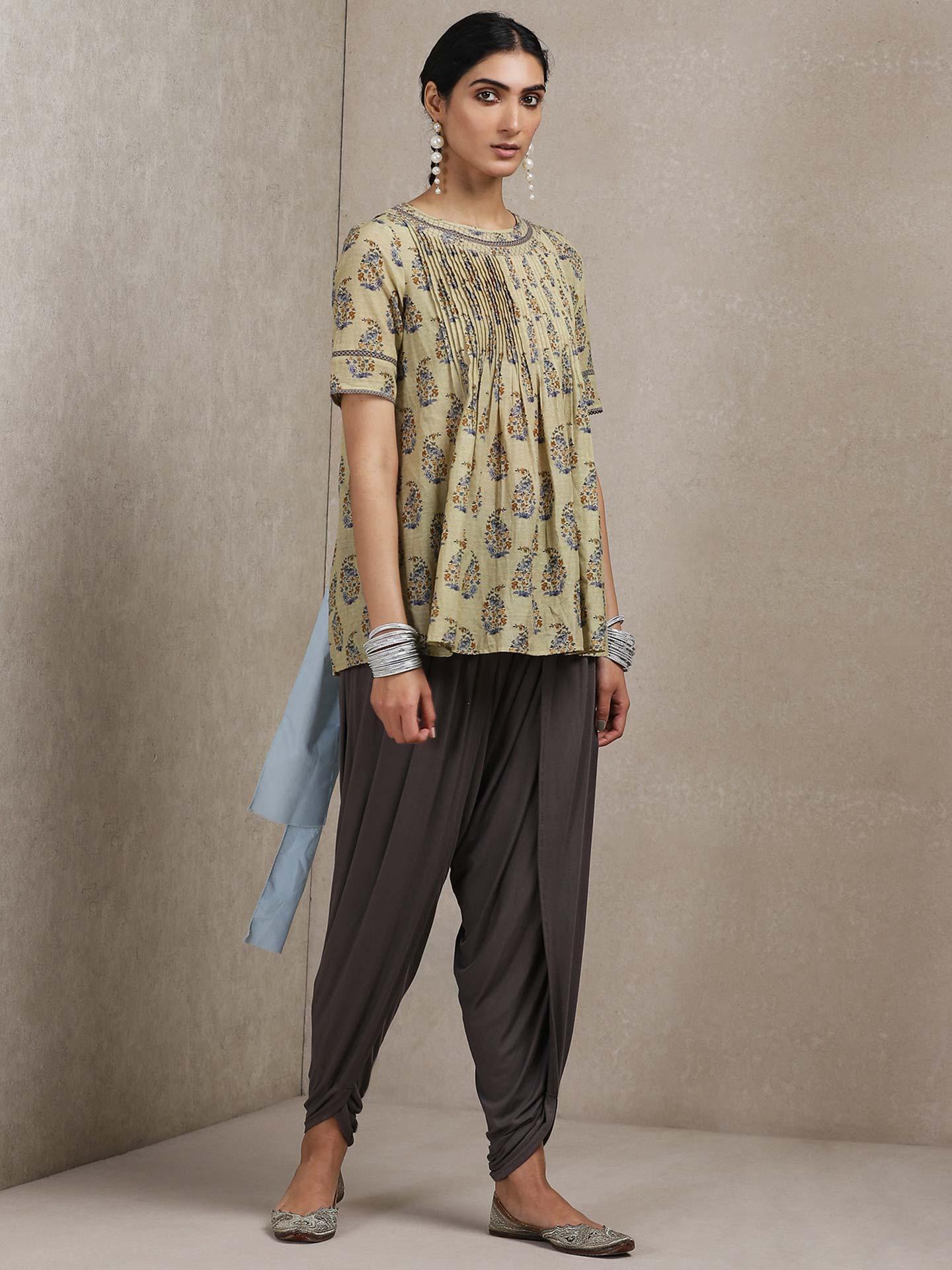 Grey Solid Dhoti Pants