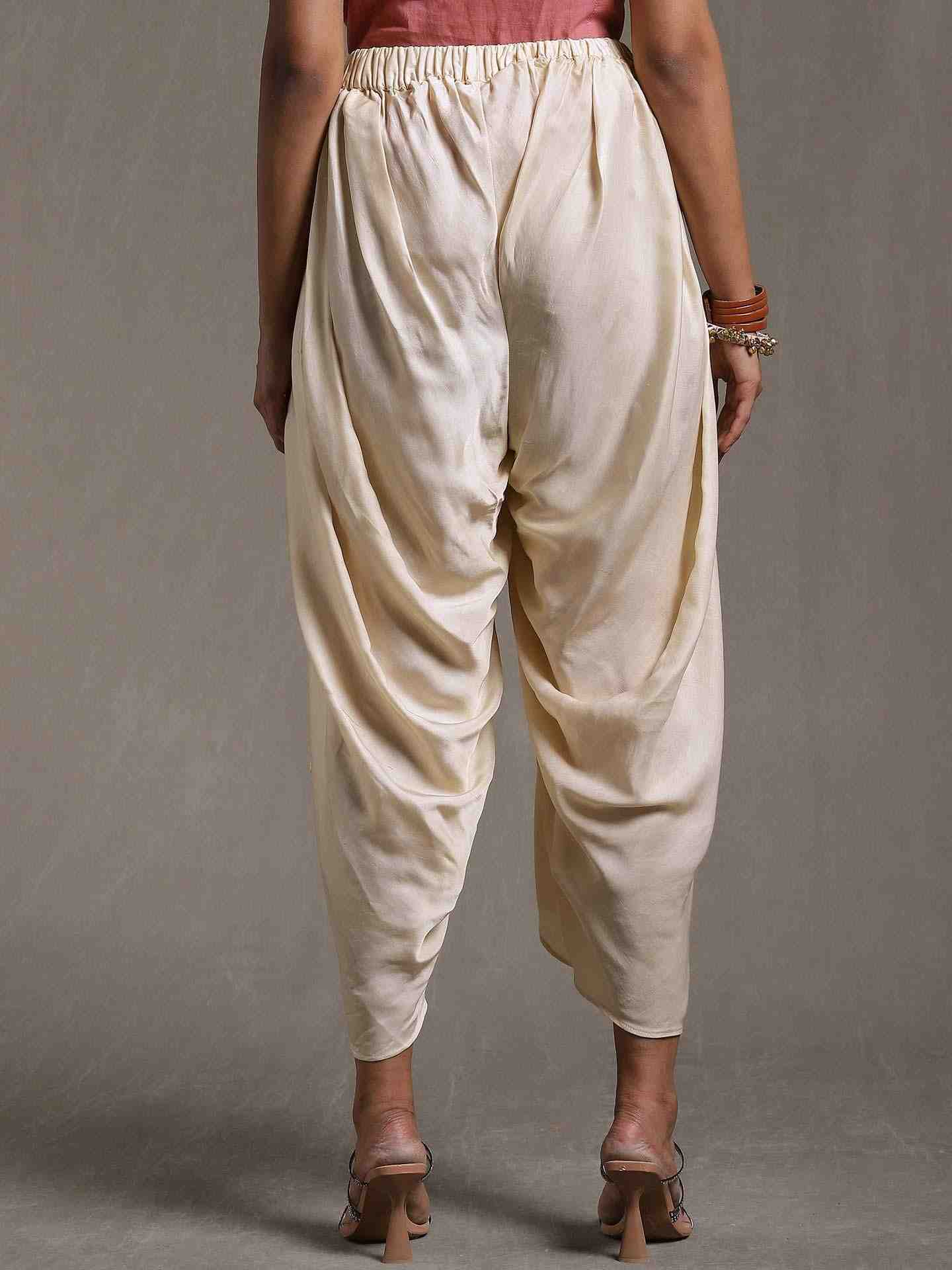 Ecru Solid Dhoti Pants