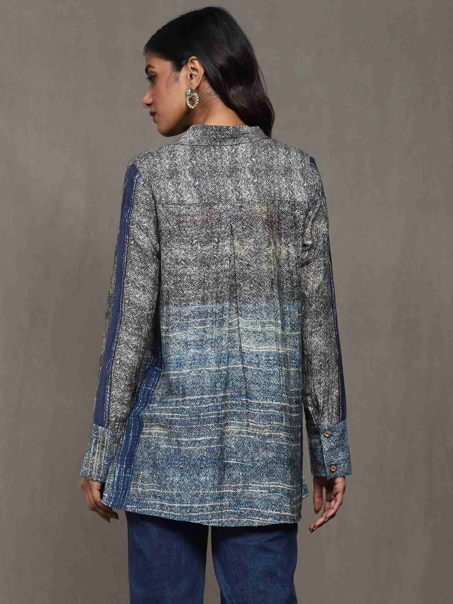 Blue Mrinal Chanderi Shirt