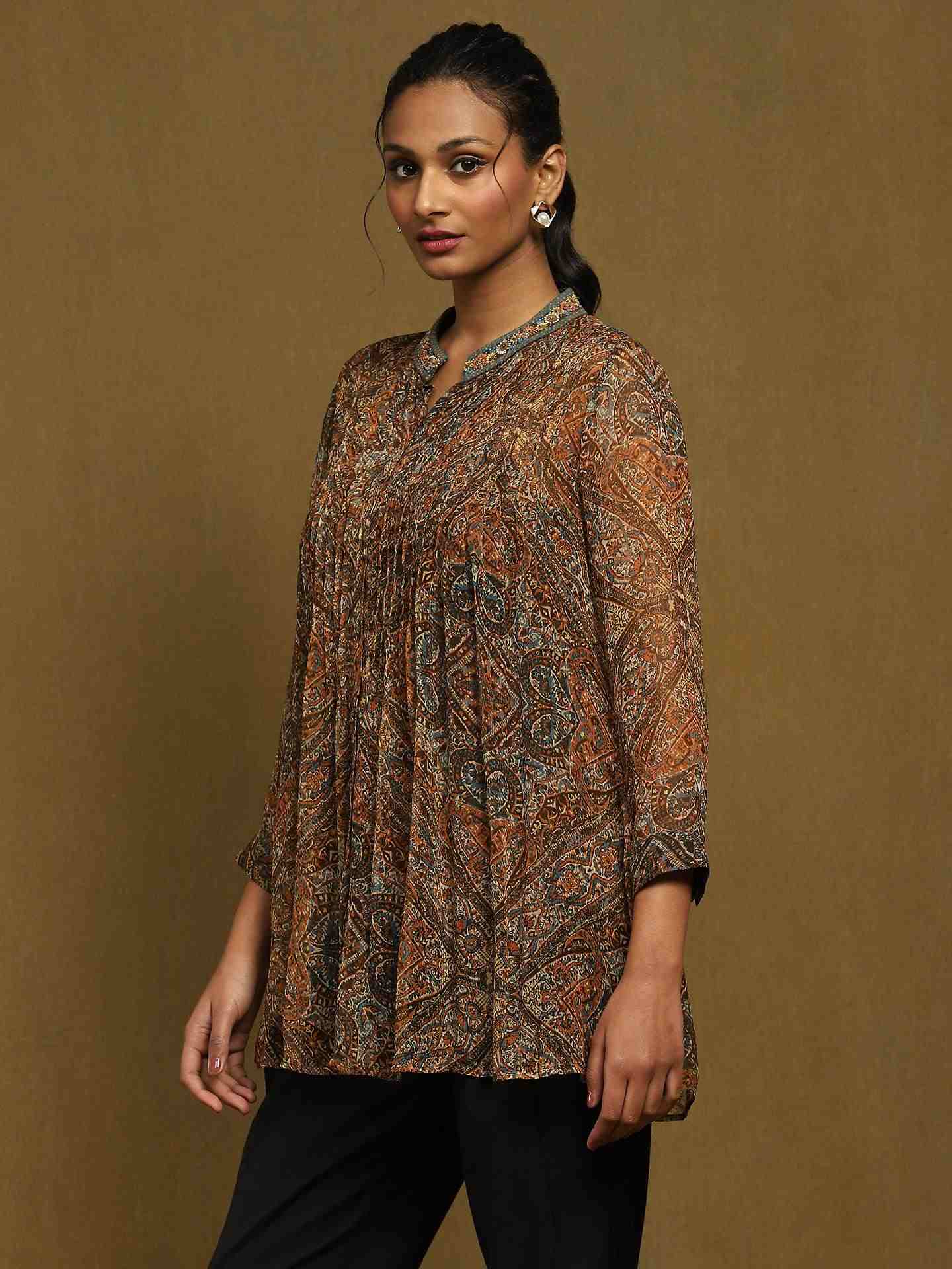 Brown Avanti Button-Down Top