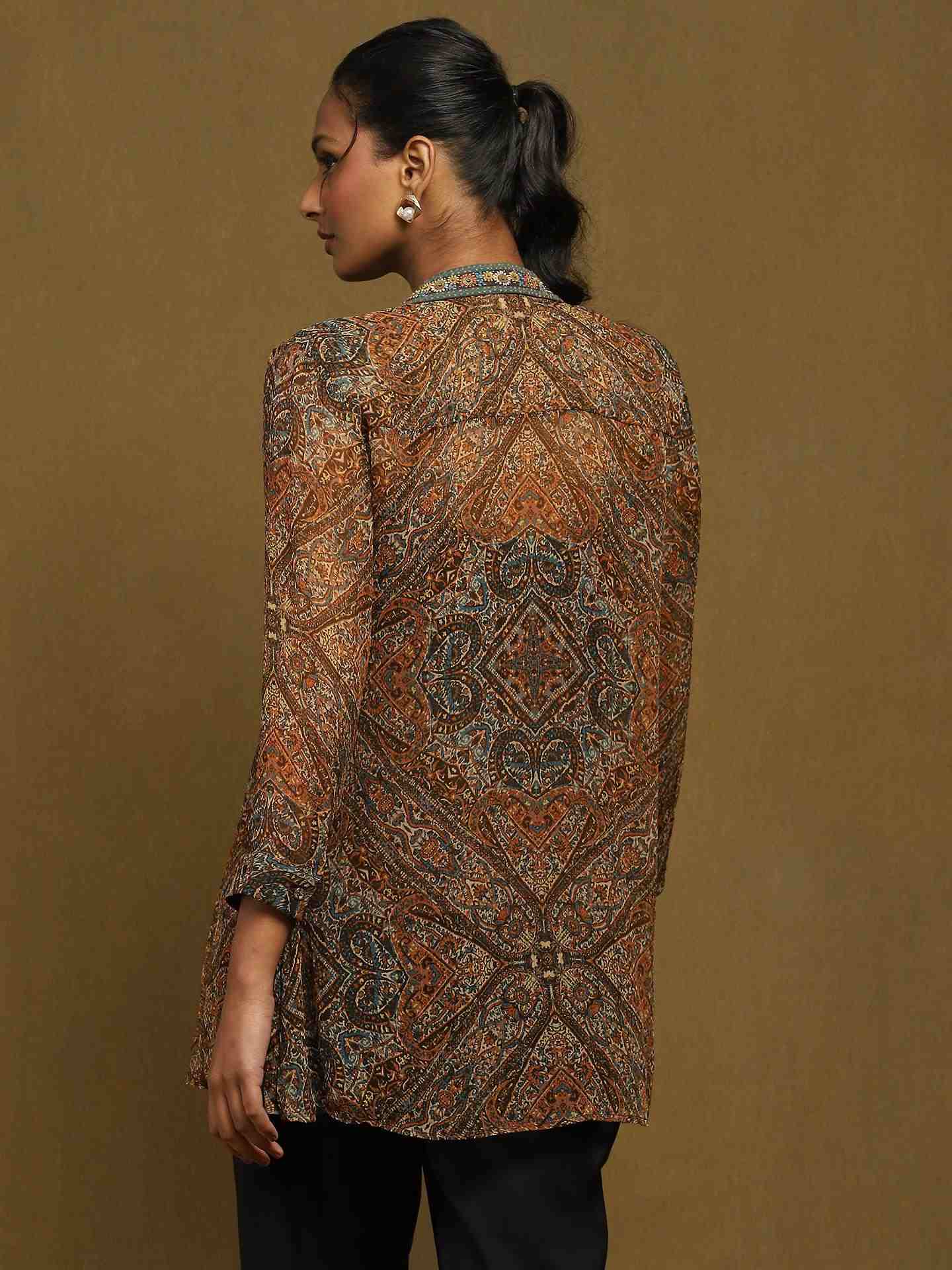 Brown Avanti Button-Down Top