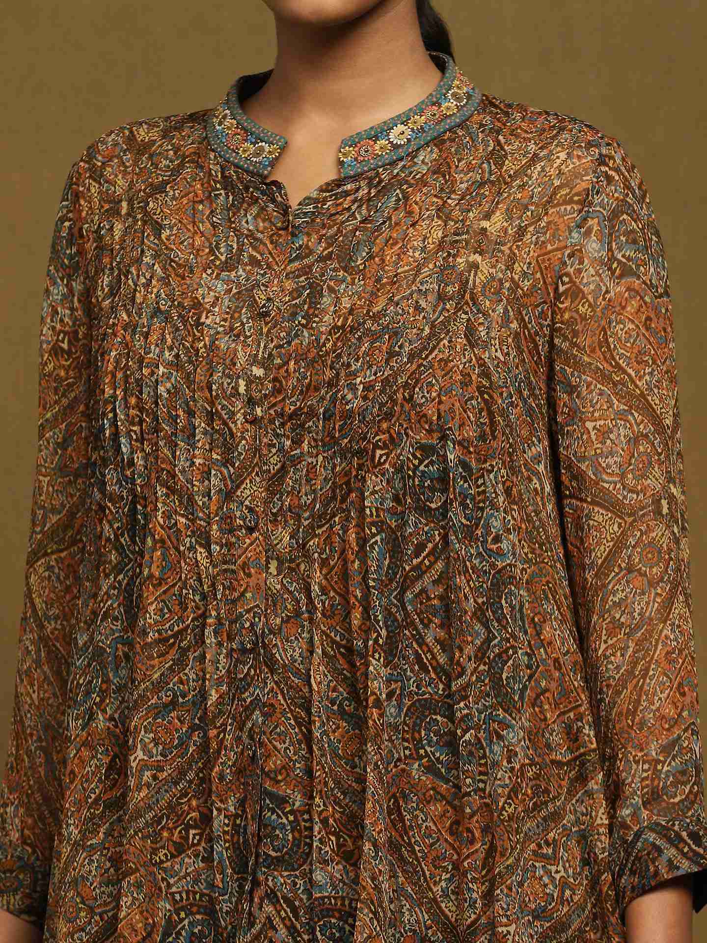 Brown Avanti Button-Down Top