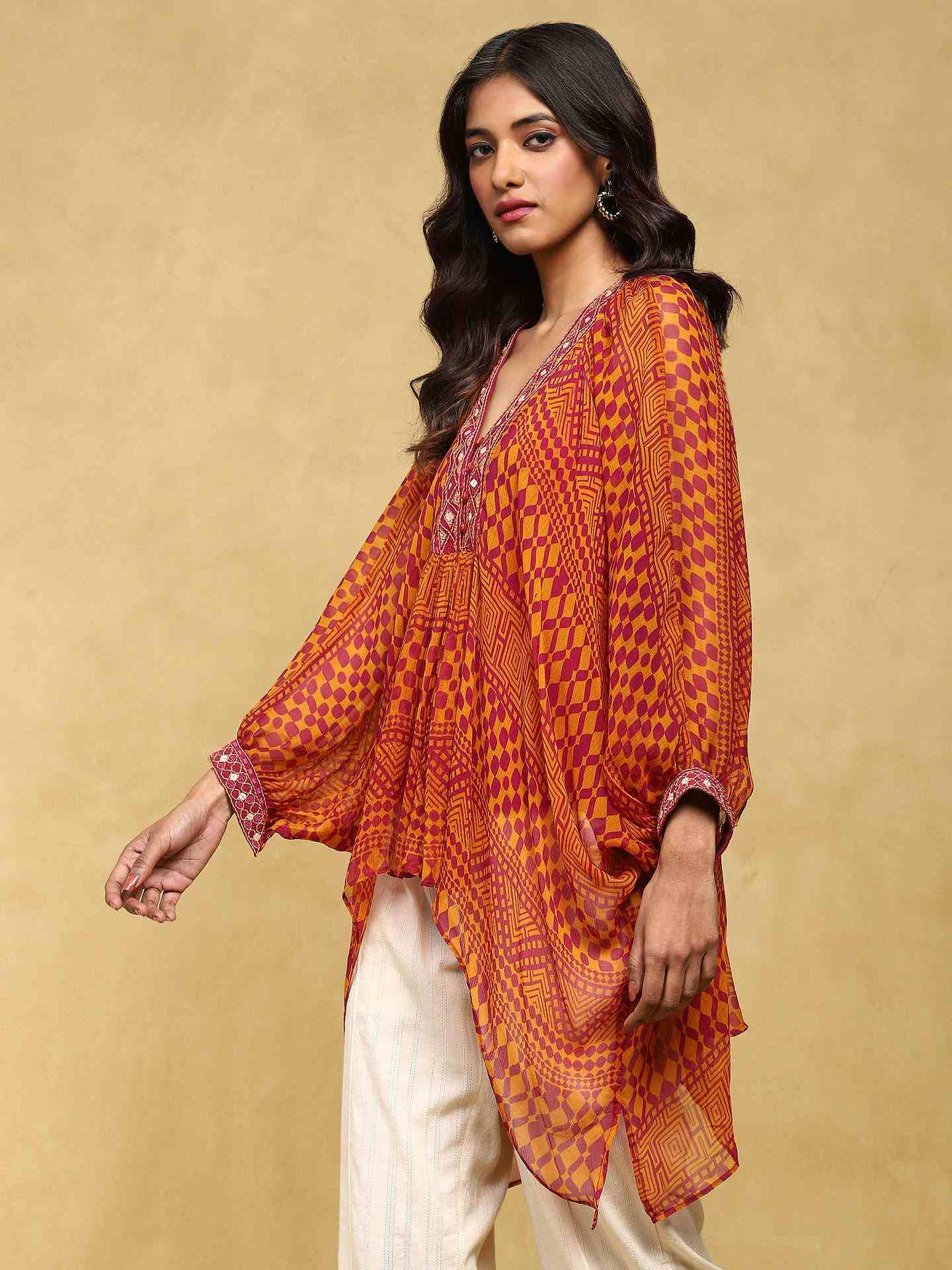 Mustard Baijayanti Kaftan Top
