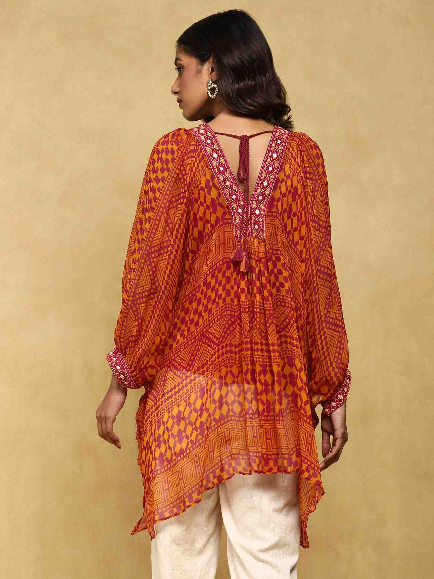 Mustard Baijayanti Kaftan Top