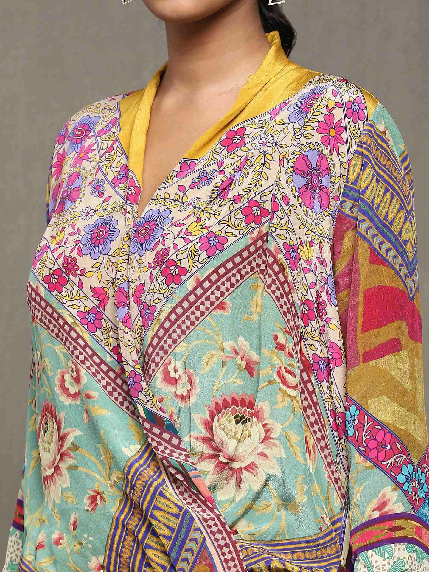 Multi-Color Kazak Crepe Top