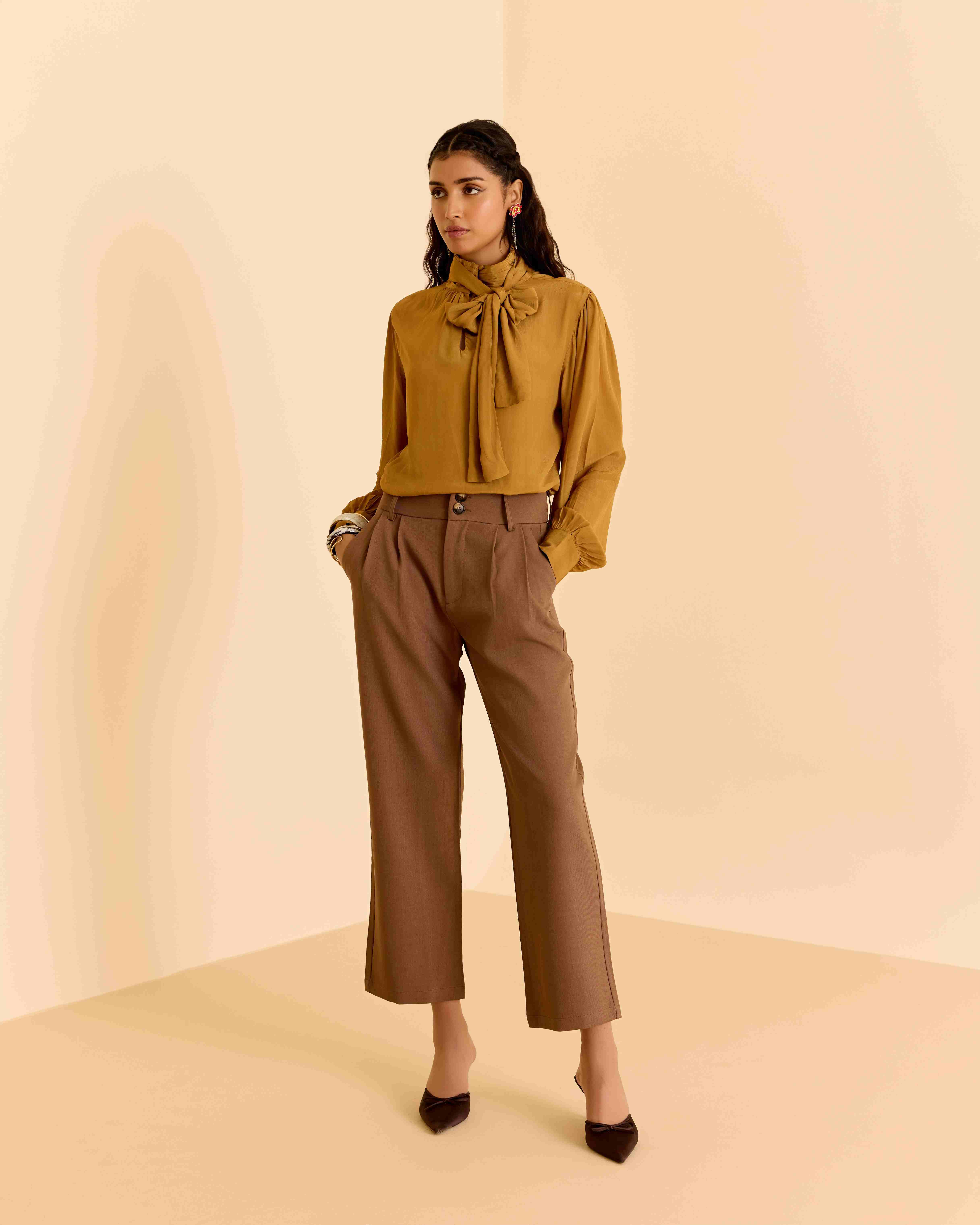 Mustard Daina Solid Short Top