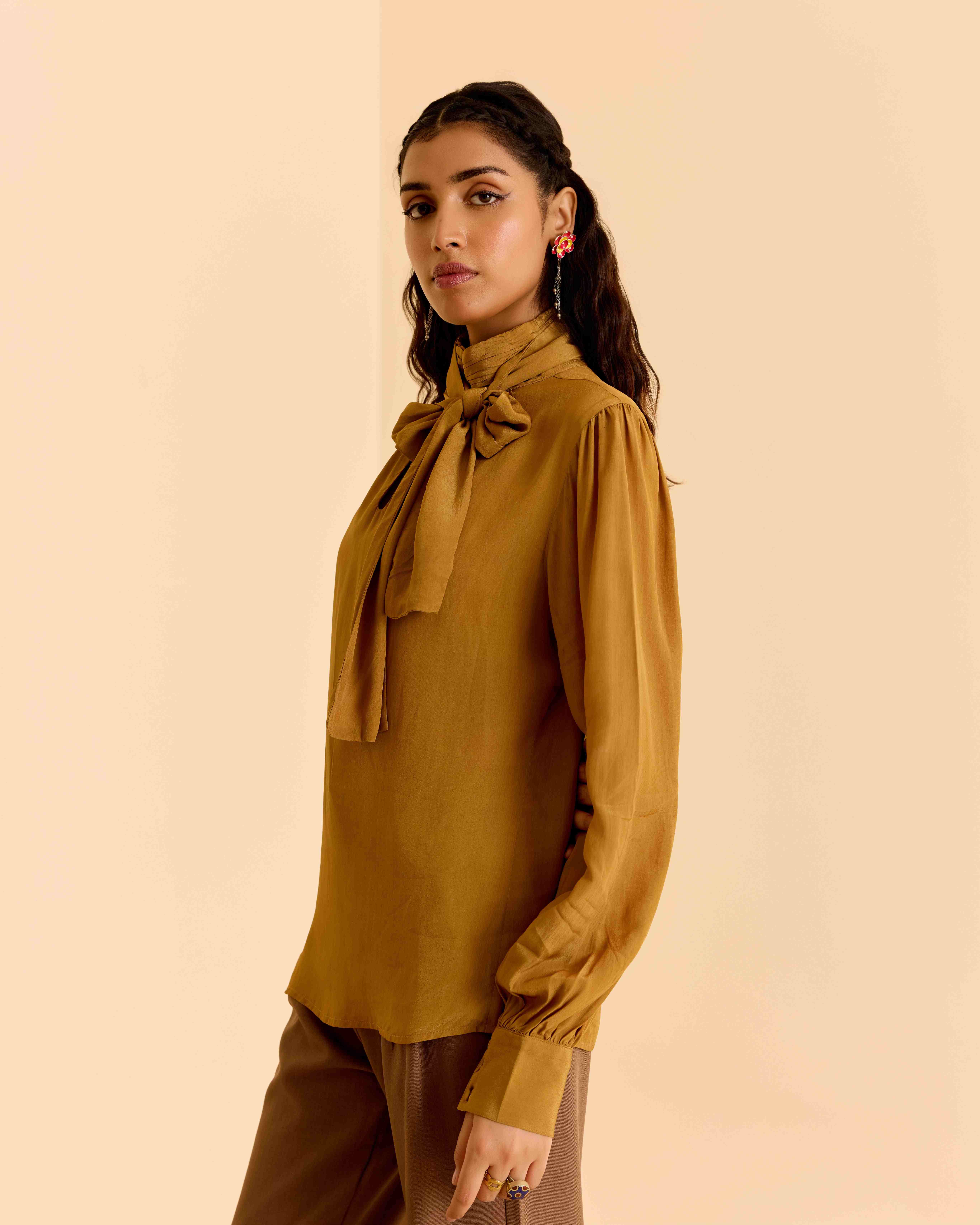 Mustard Daina Solid Short Top