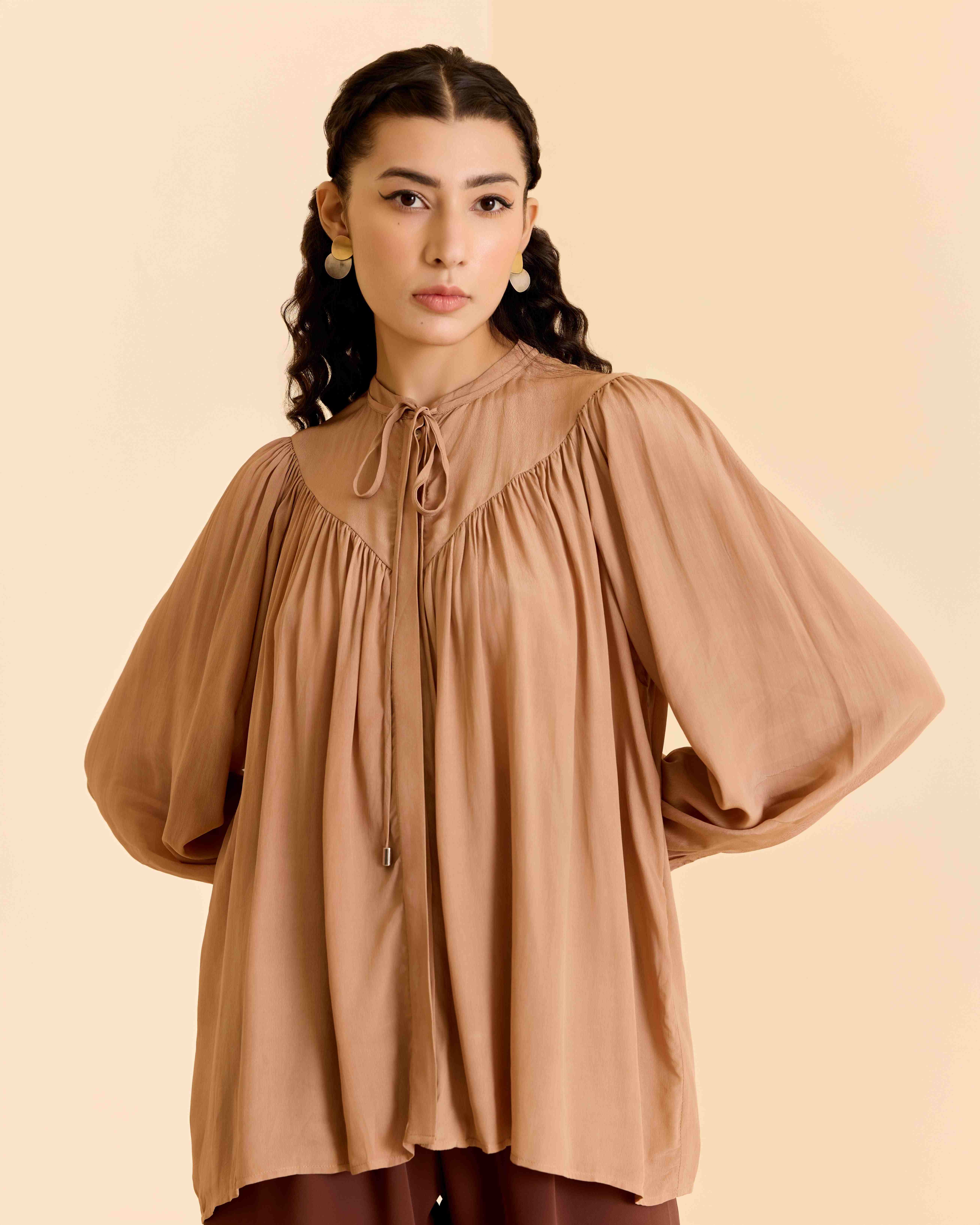 Peach Daina Solid Short Top