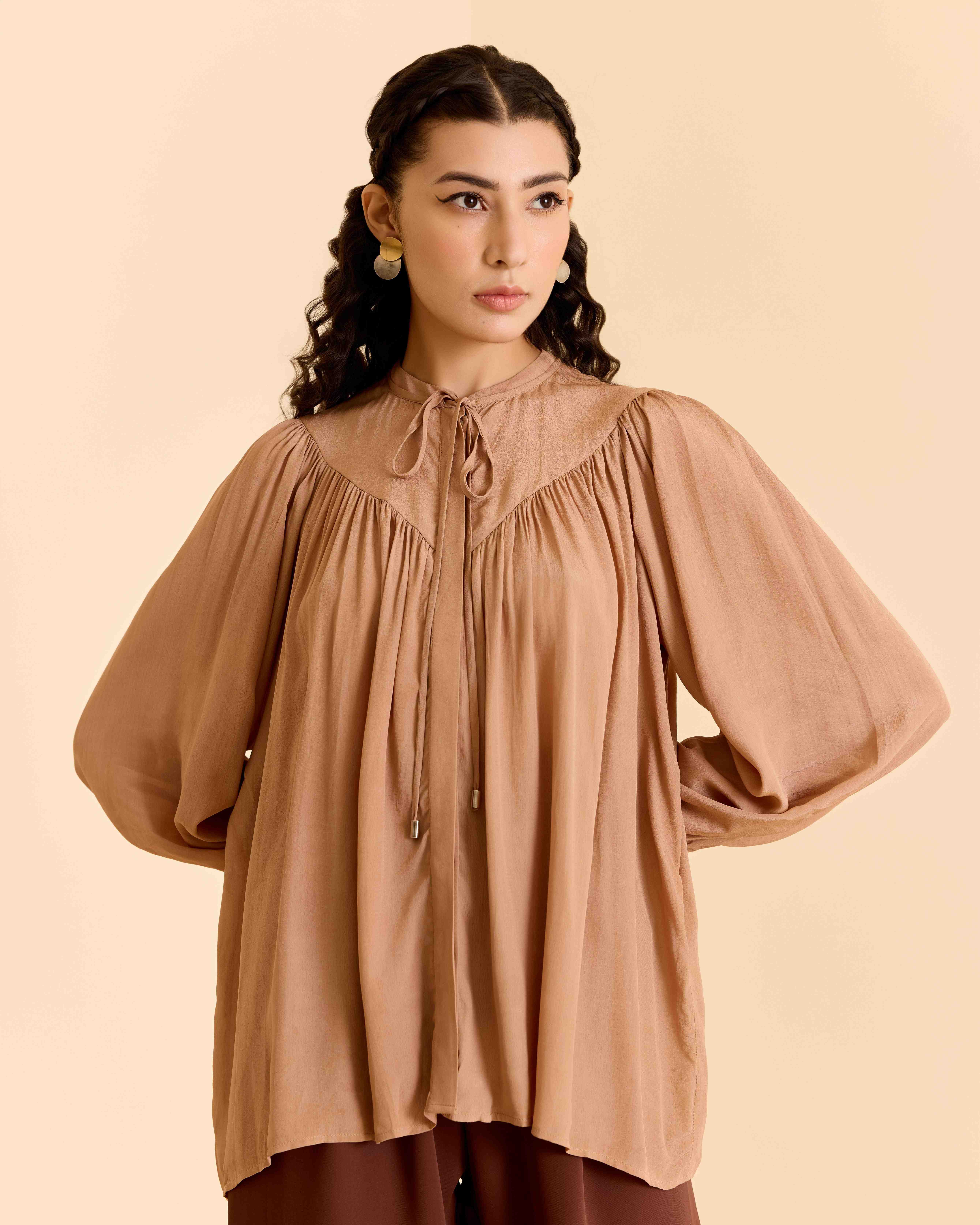 Peach Daina Solid Short Top