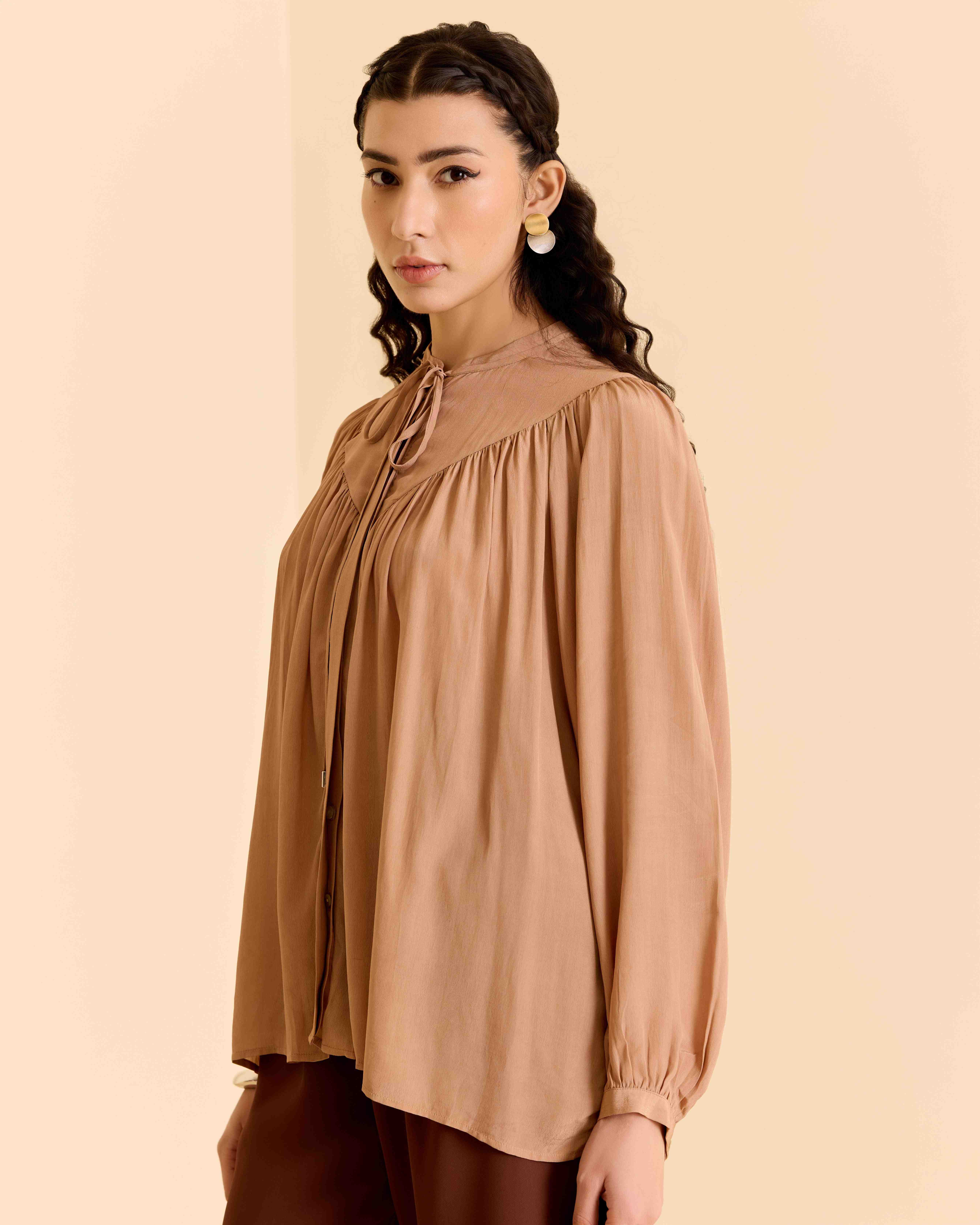 Peach Daina Solid Short Top