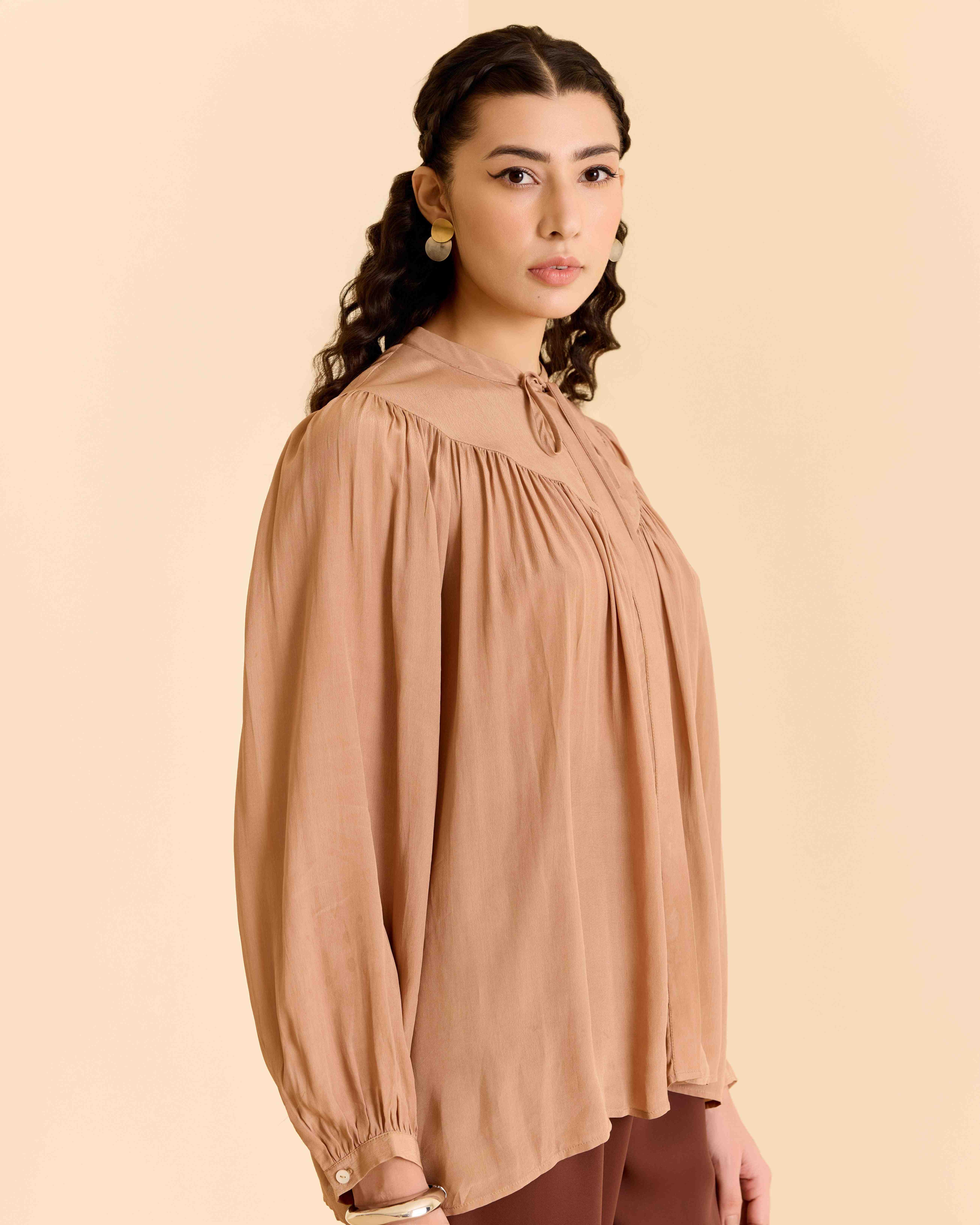 Peach Daina Solid Short Top