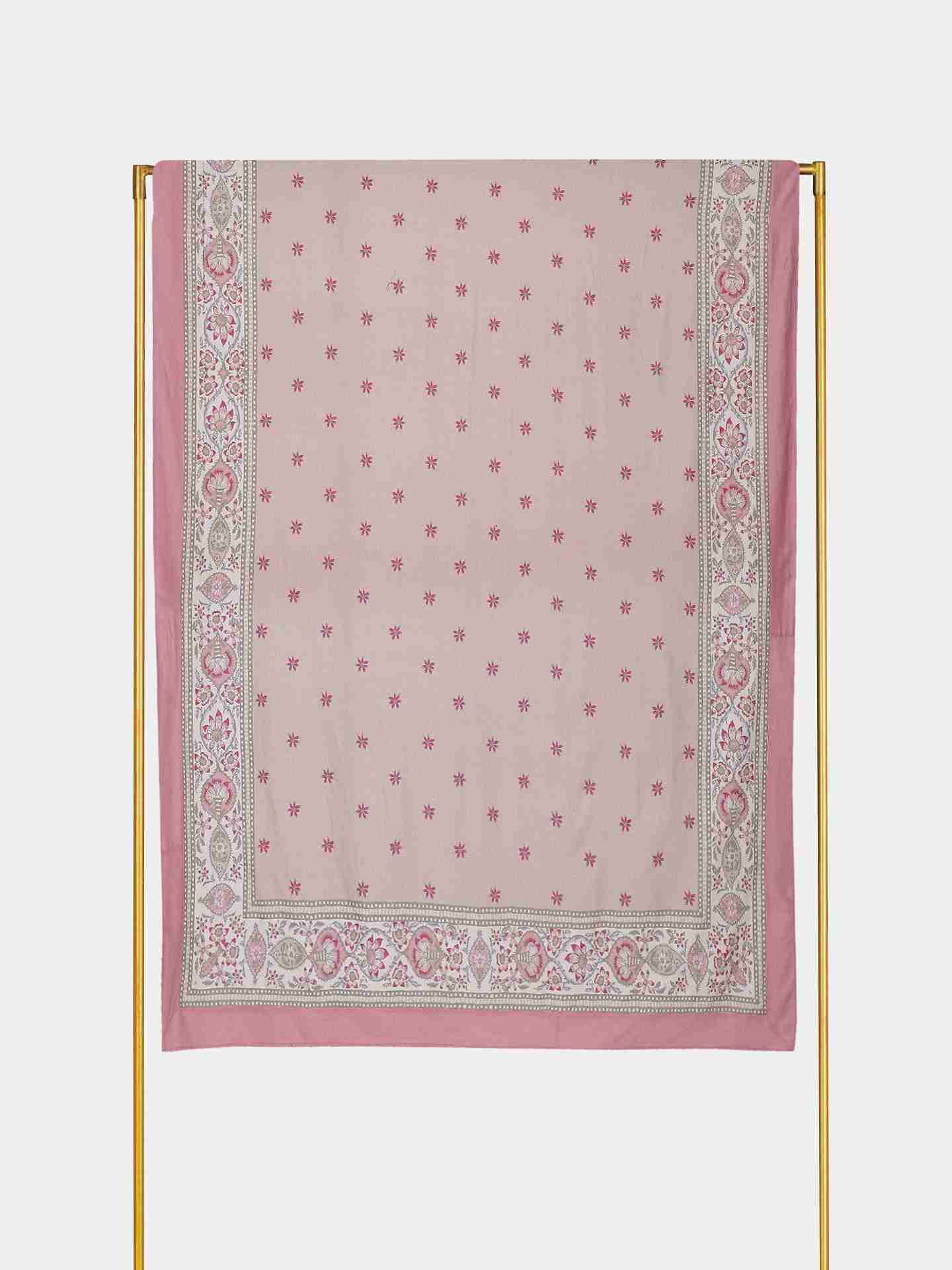 Beige & Pink  Minar Cotton Tablecloth