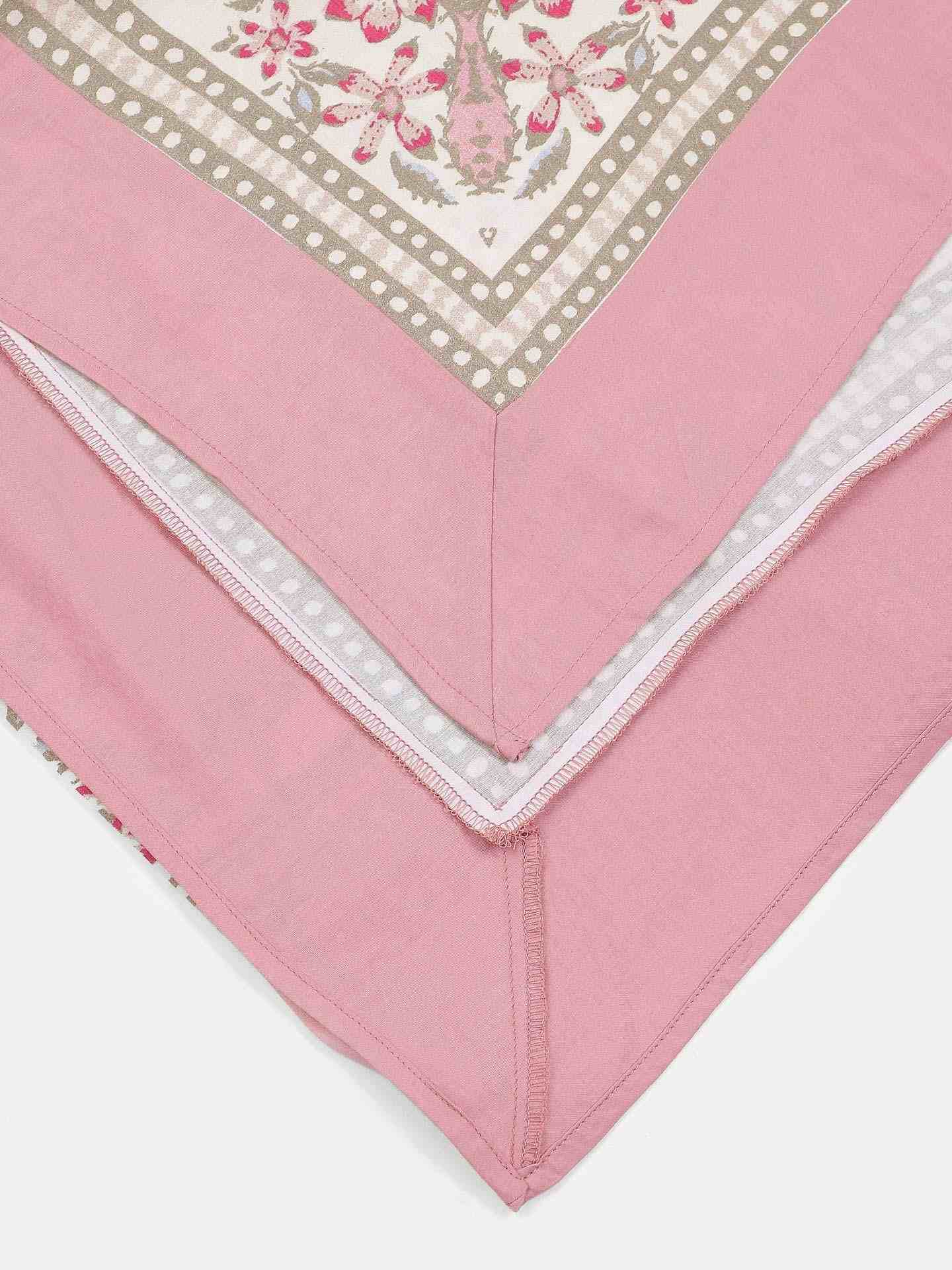 Beige & Pink  Minar Cotton Tablecloth