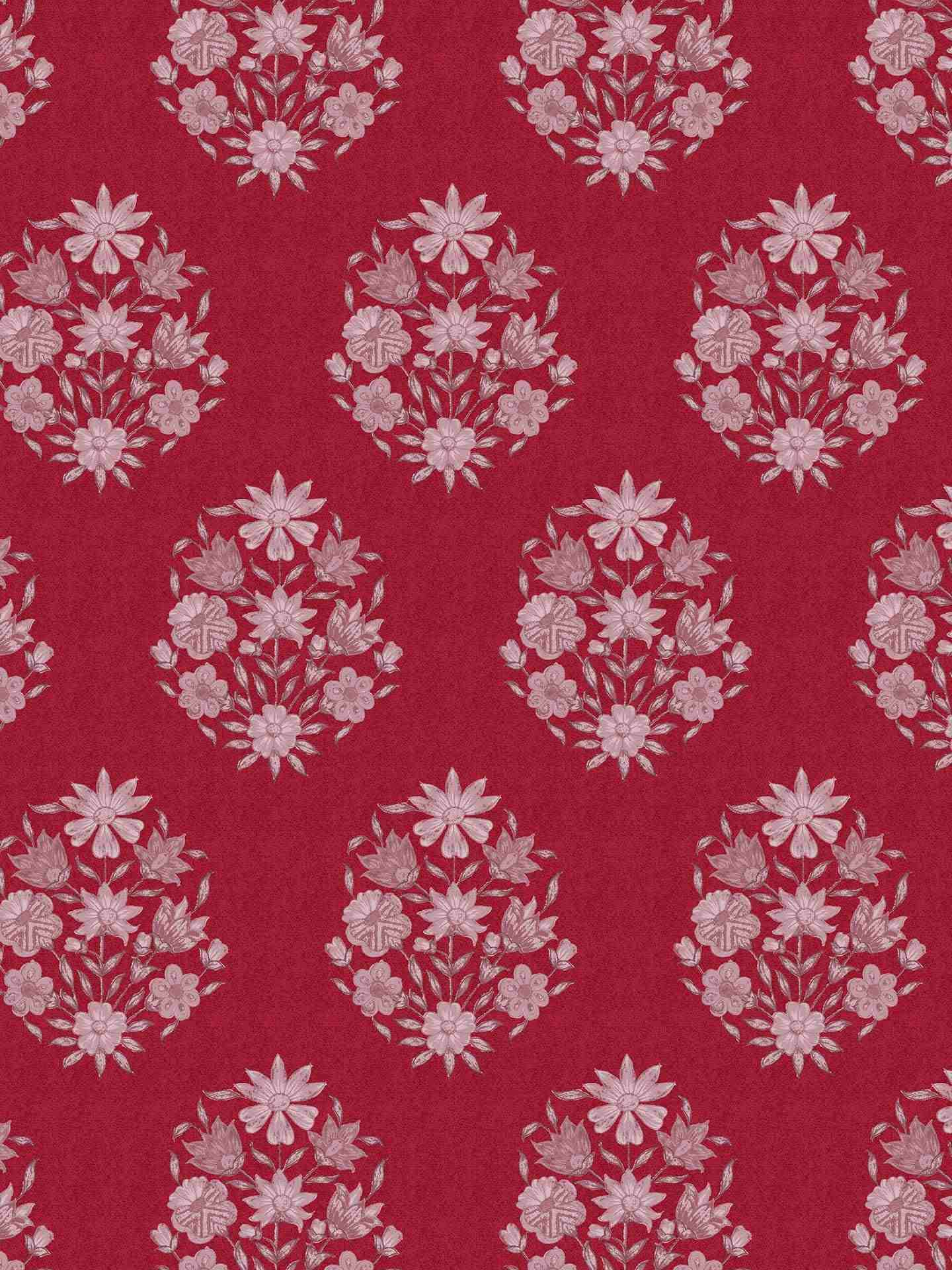 Red & Pink Villa Cotton Satin Fabric