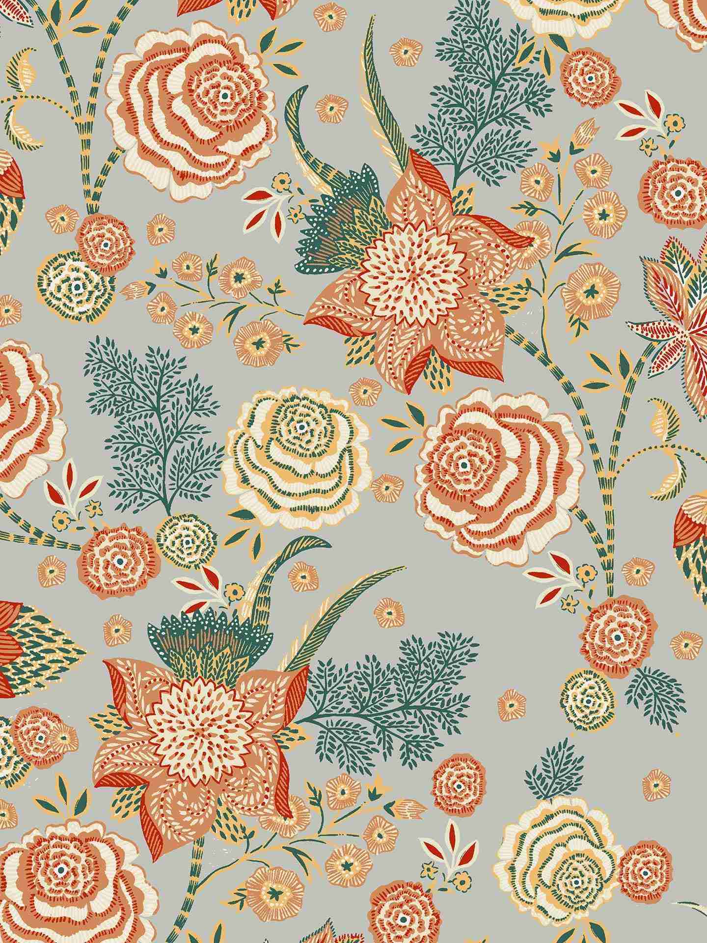 Blue & Pink Jane Cotton Satin Fabric