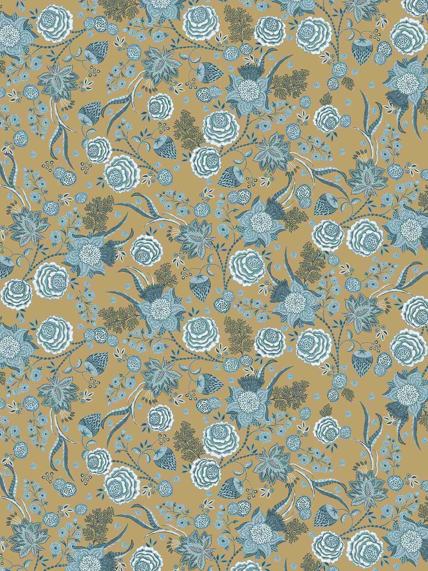 Mustard & Blue Jane Cotton Satin Fabric