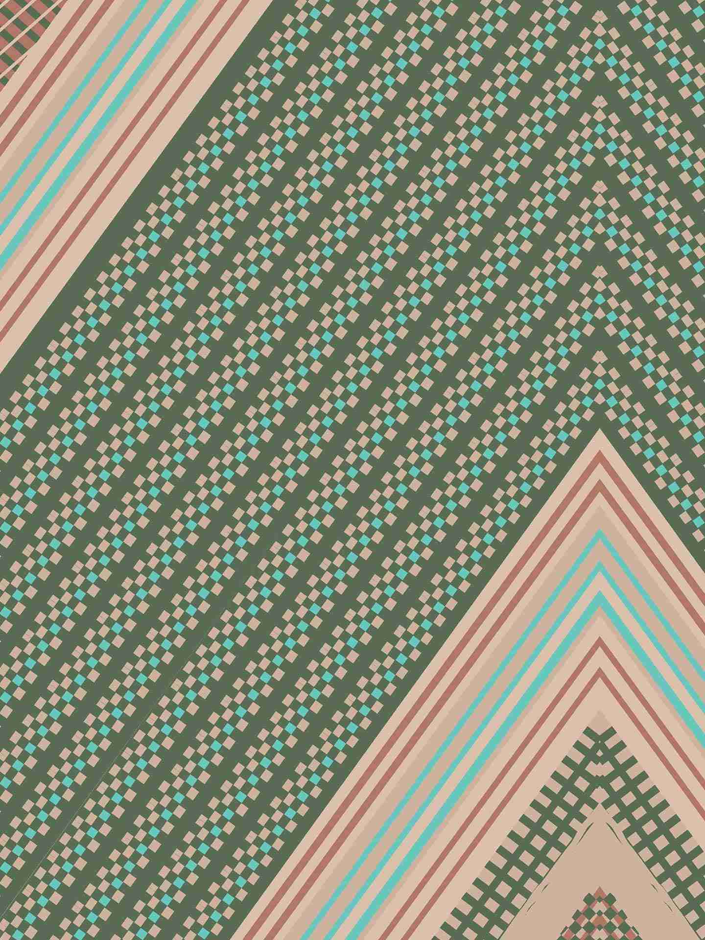 Green & Pink & Red Mothra Cotton Satin Fabric