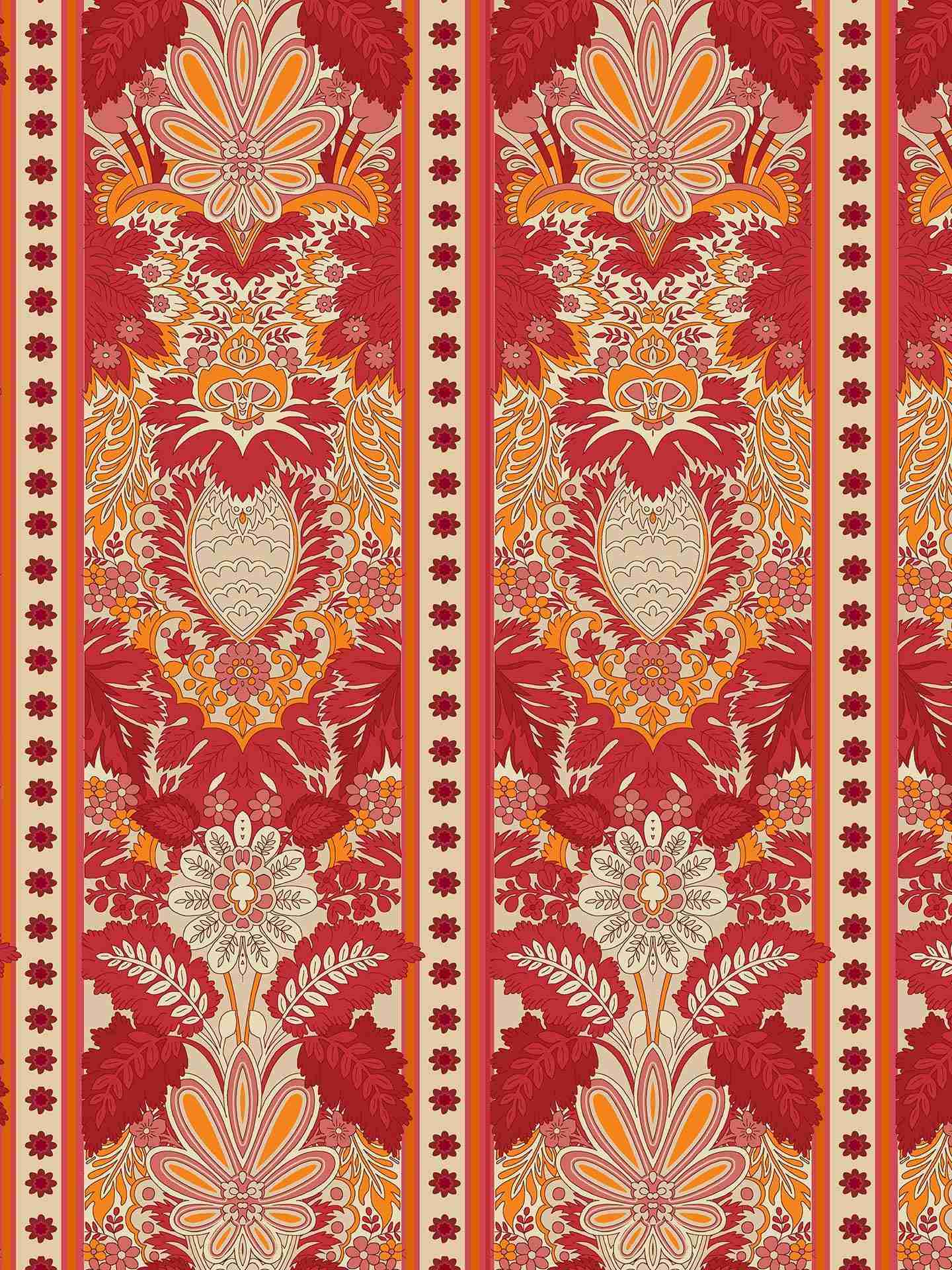 Pink & Orange Pink Villa Micro Velvet Fabric