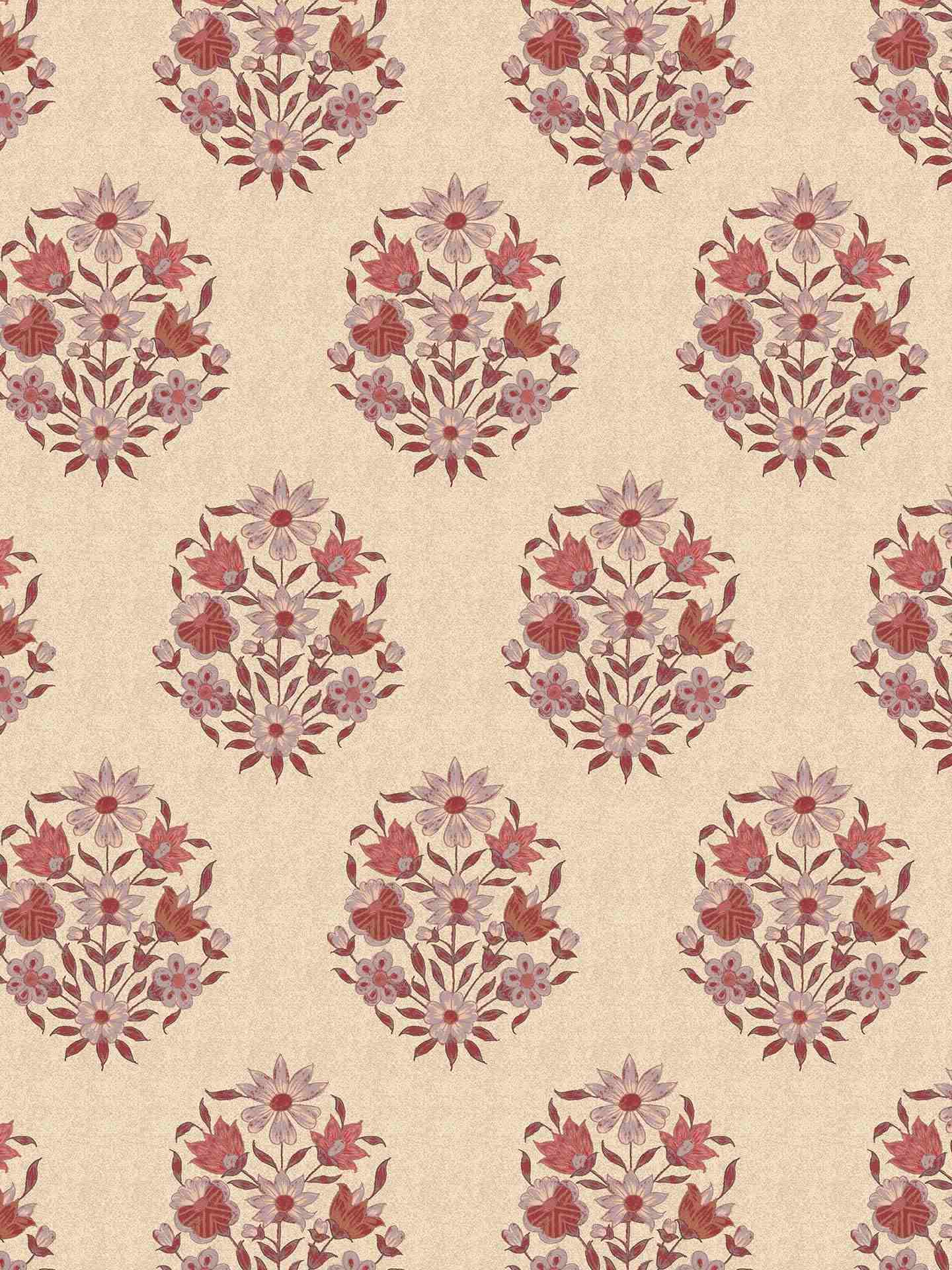 Red & Beige Villa Micro Velvet Fabric