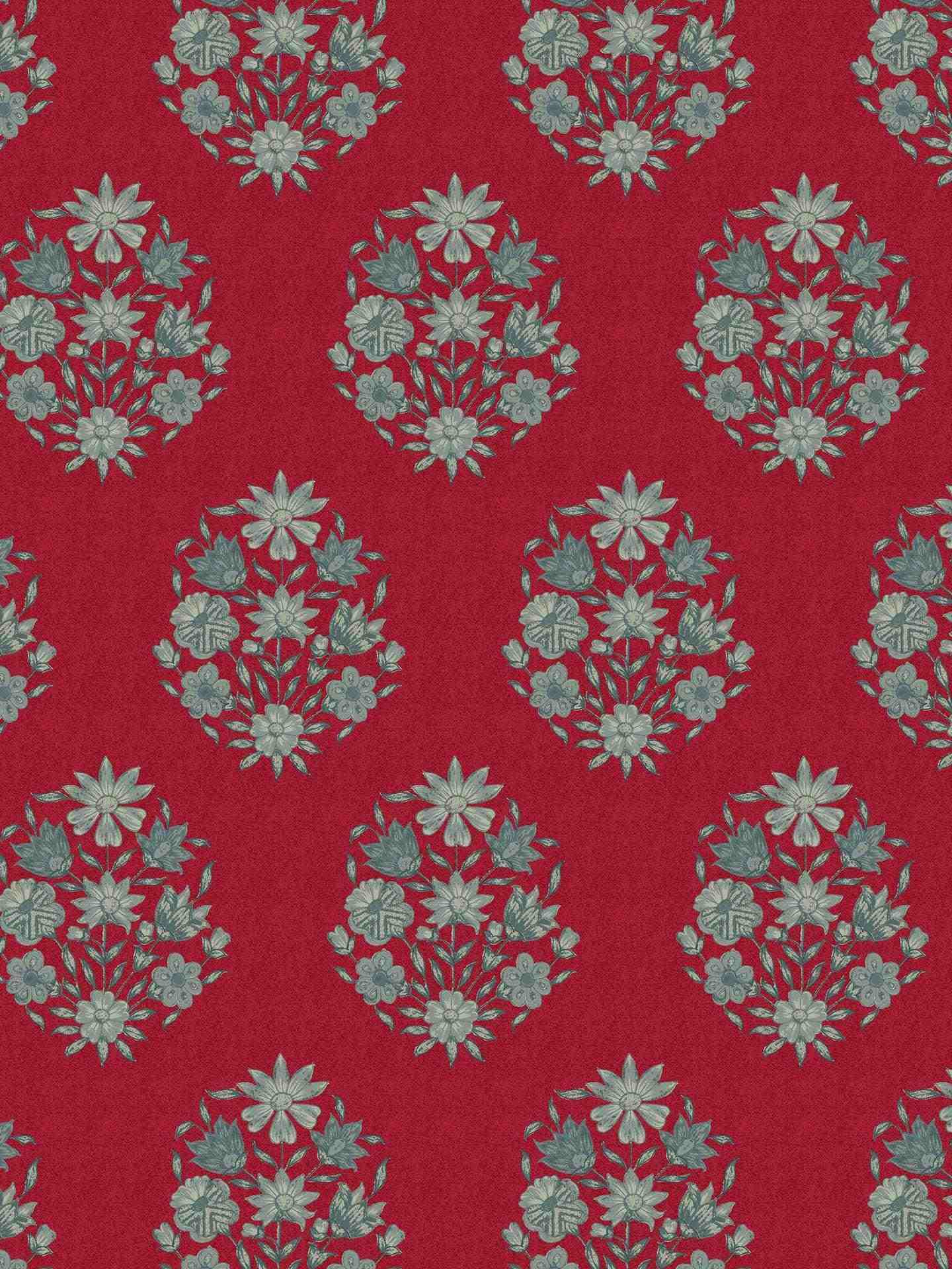Red & Blue Villa Micro Velvet Fabric
