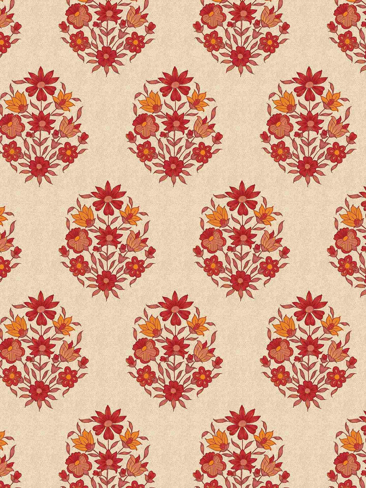 Red & Orange Villa Micro Velvet Fabric