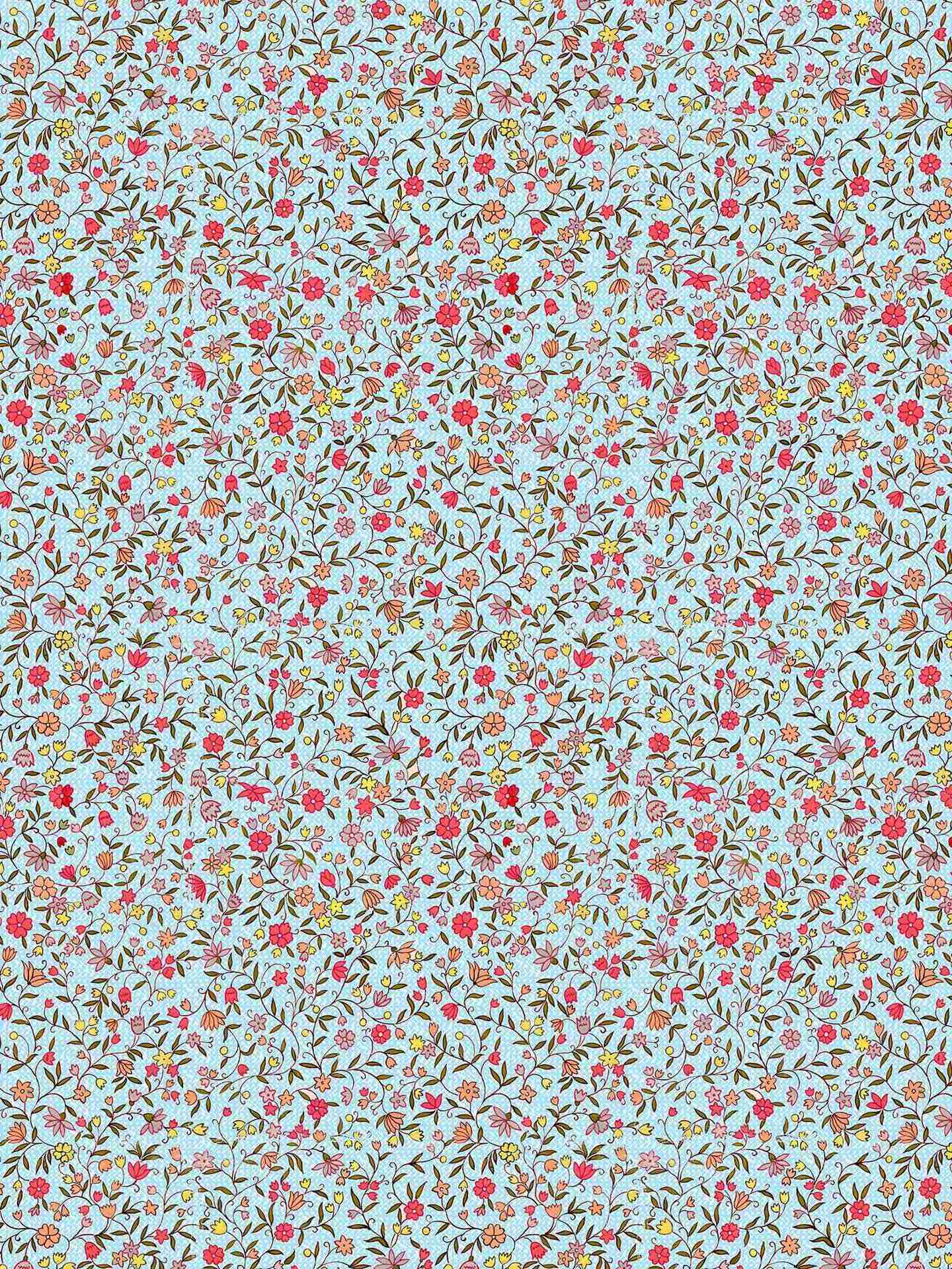 Blue & Pink Liberty Micro Velvet Fabric