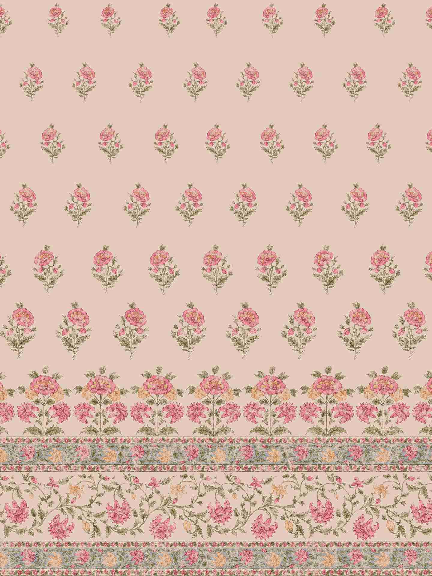 Pink & Beige Koshambi Micro Velvet Fabric