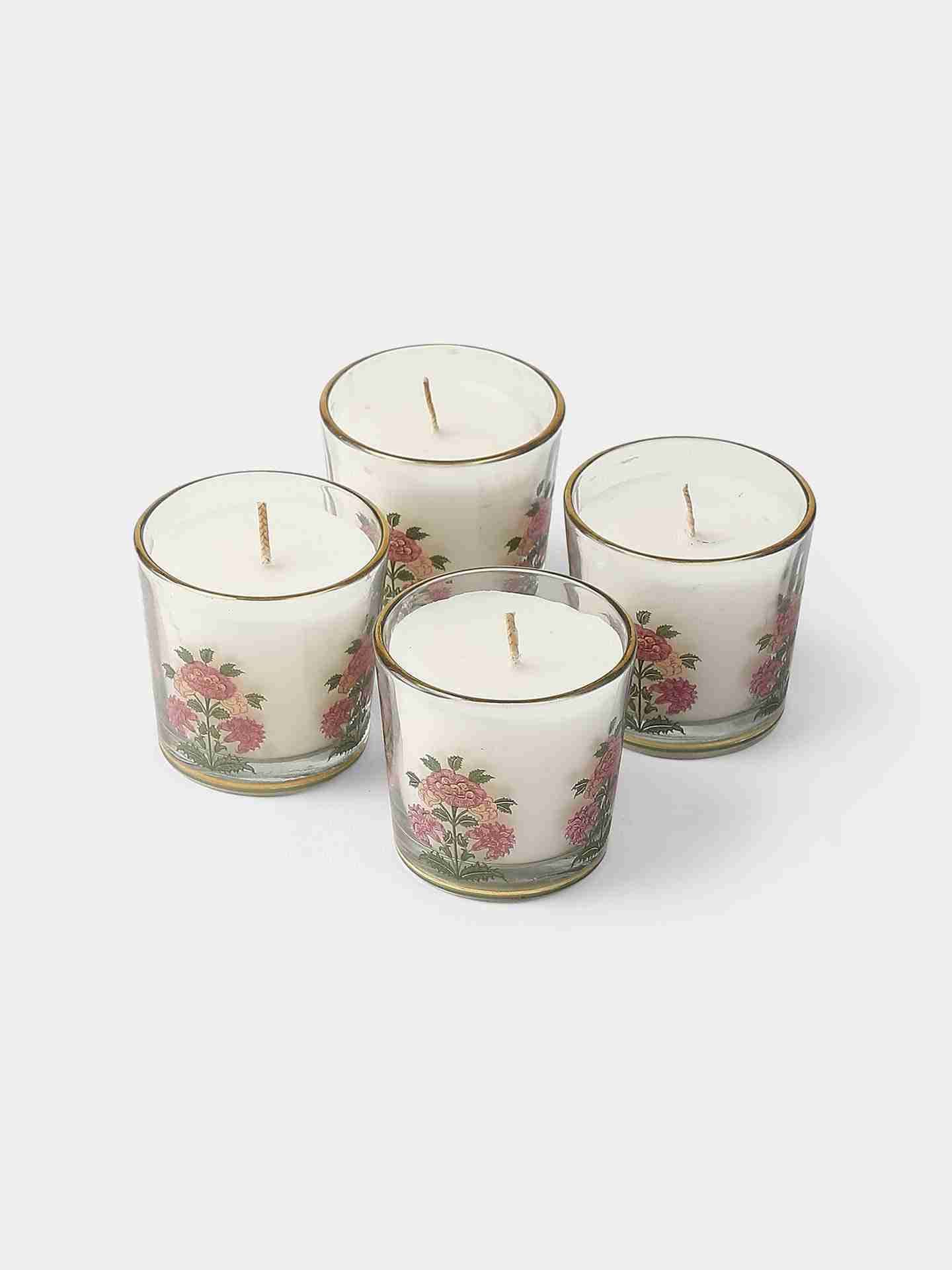 Pink & Beige Koshambi Votive (Set of 4)