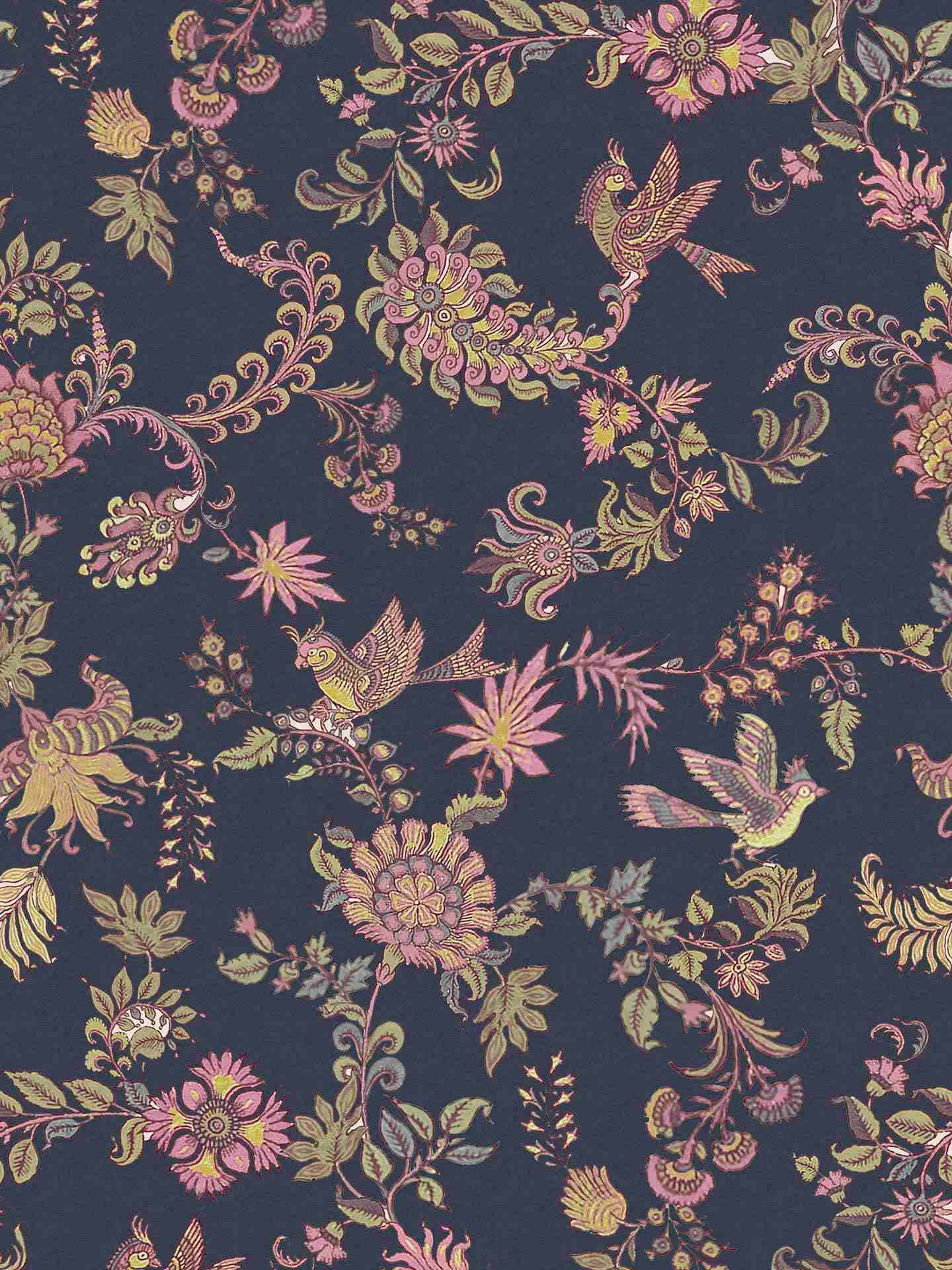 Navy Blue Dehalia Canvas Wallpaper