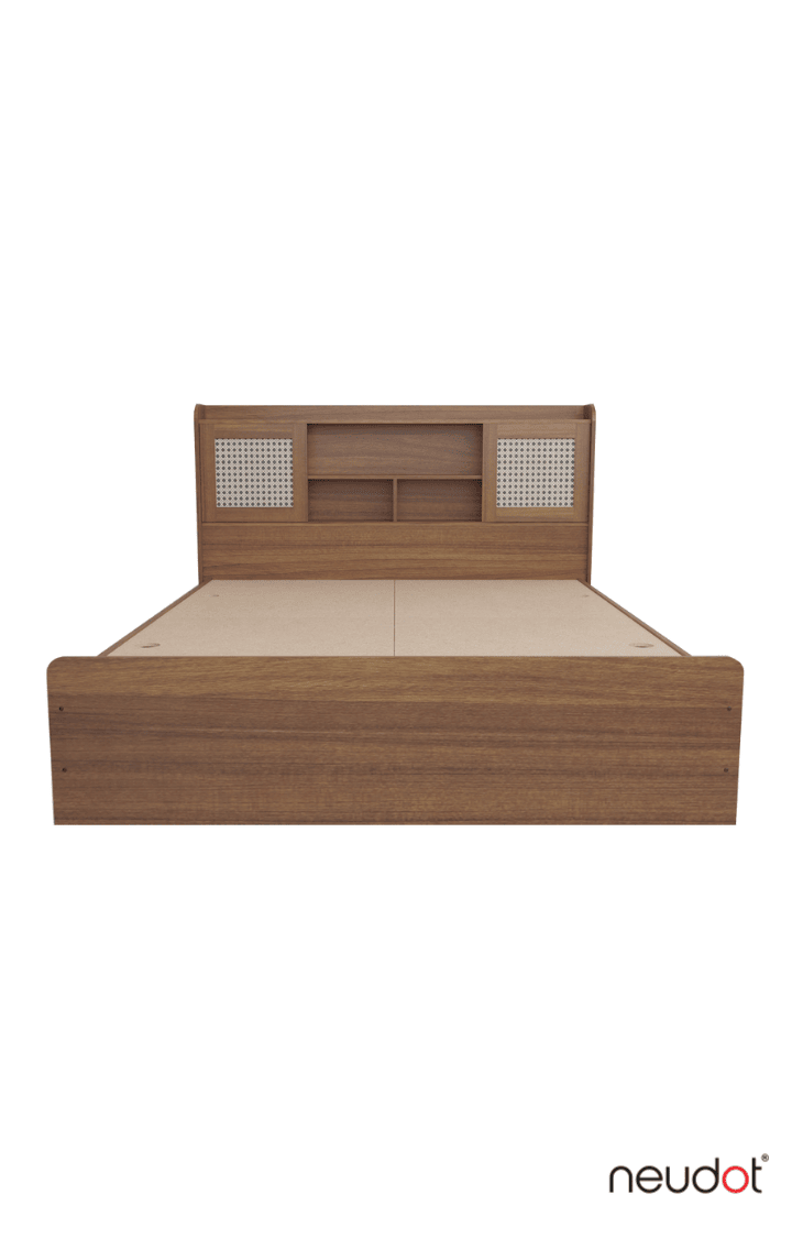 Sakura Rattan Box & Headboard Storage Bed - Queen, Leon Teak Finish