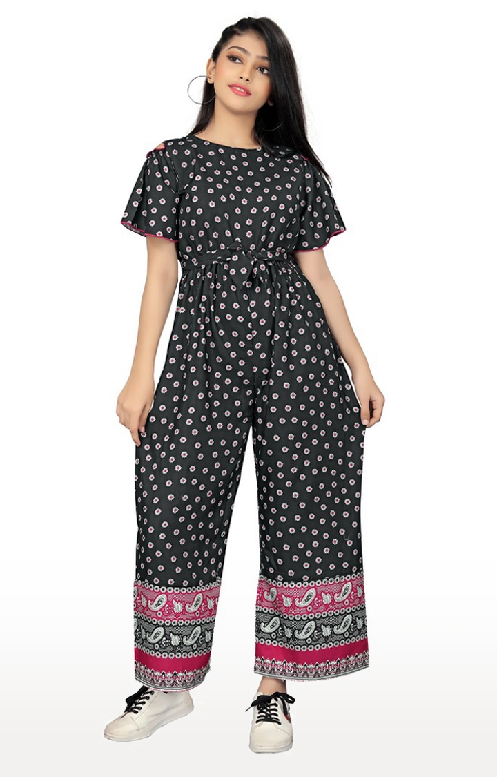Riccotarz Girl's Velvet Black Jumpsuit with Snap Fasteners, Double Pockets  and Hat - Trendyol